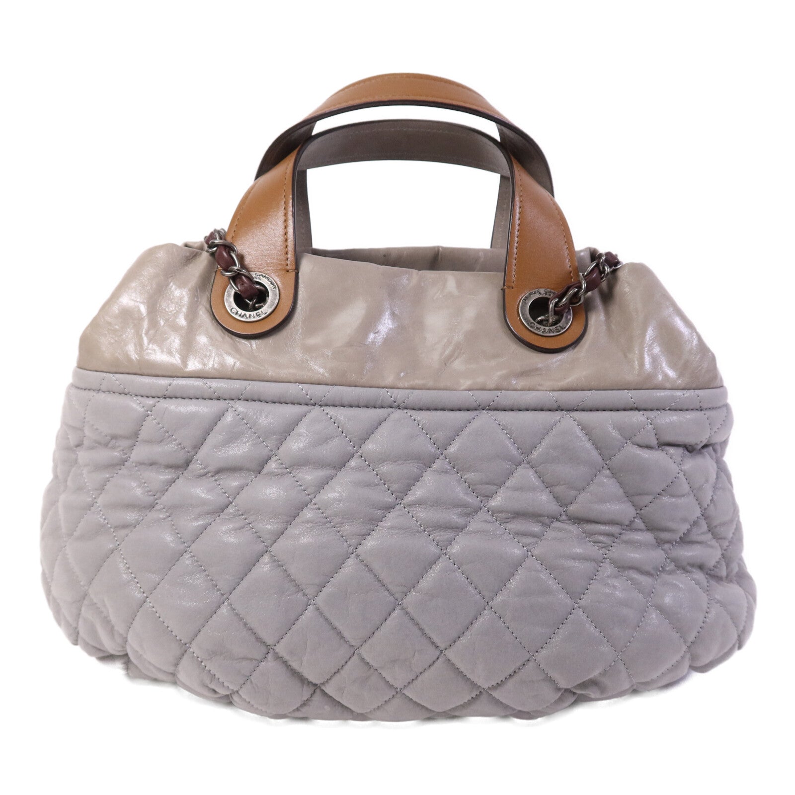 CHANEL 牛皮皮革In The Mix Chain Shoulder Tote銀扣鏈帶手挽肩背兩用袋