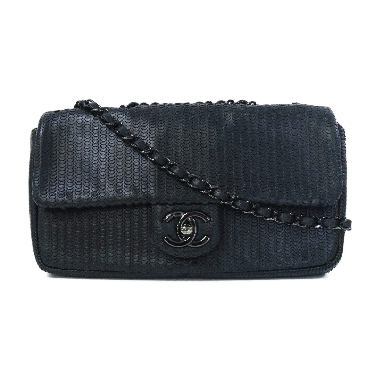 CHANEL 牛皮皮革Shoulder Bag鏈帶肩背袋黑色
