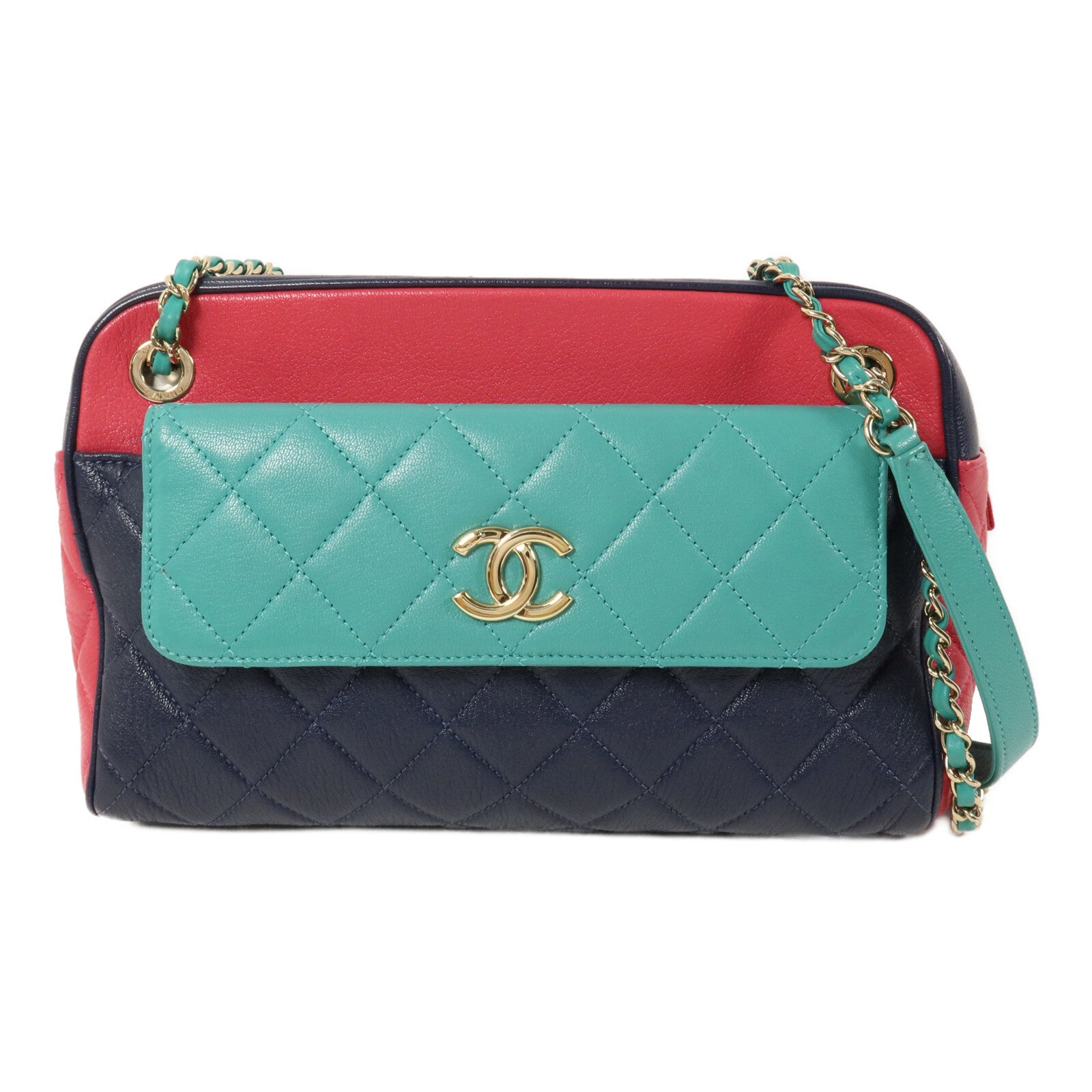 CHANEL 羊皮皮革In And Out Camera Case鏈帶肩背袋
