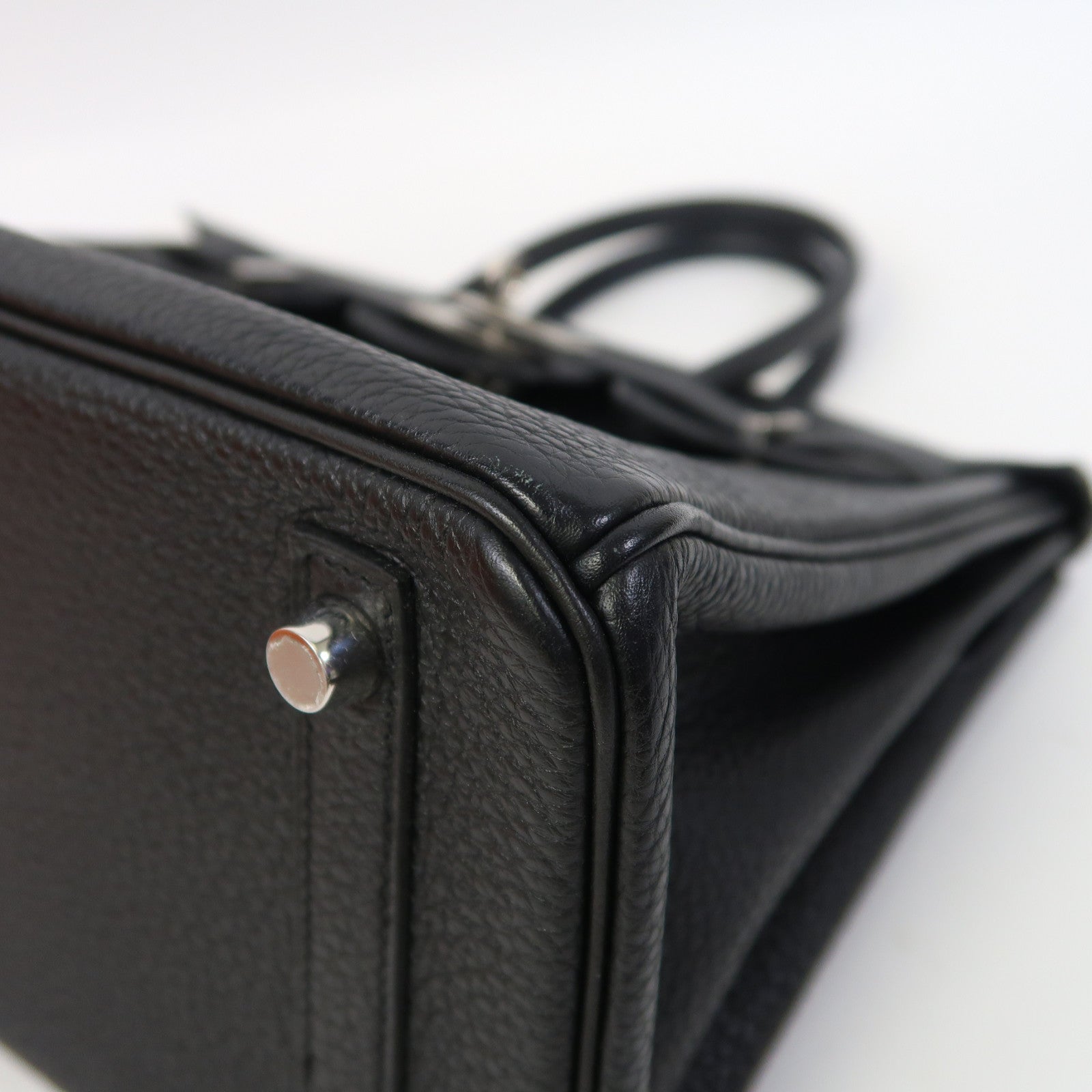 HERMES Togo皮革Birkin 25銀扣手挽袋Noir/黑色