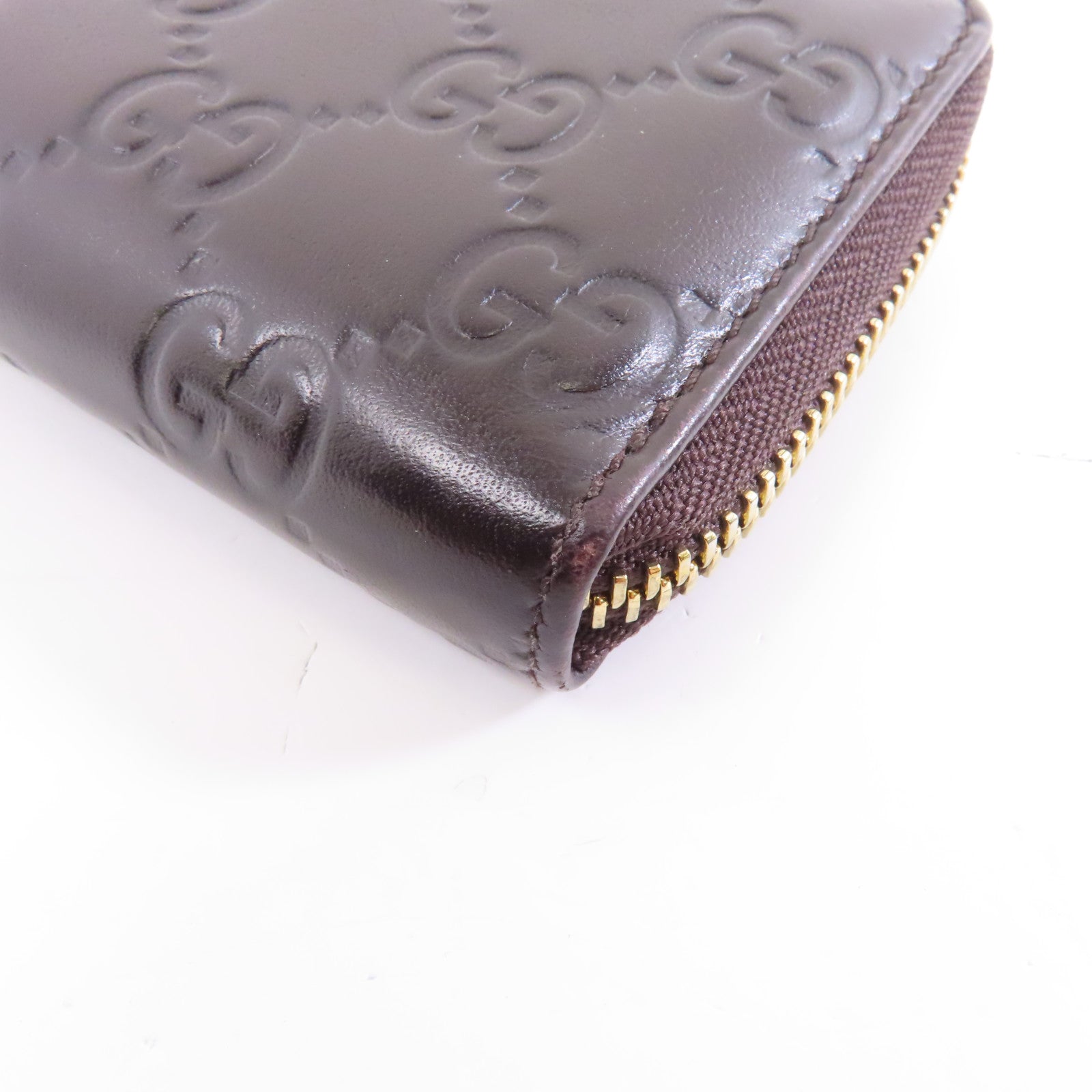 GUCCI 牛皮皮革Card/Coin Case金扣零錢包/卡片套啡色