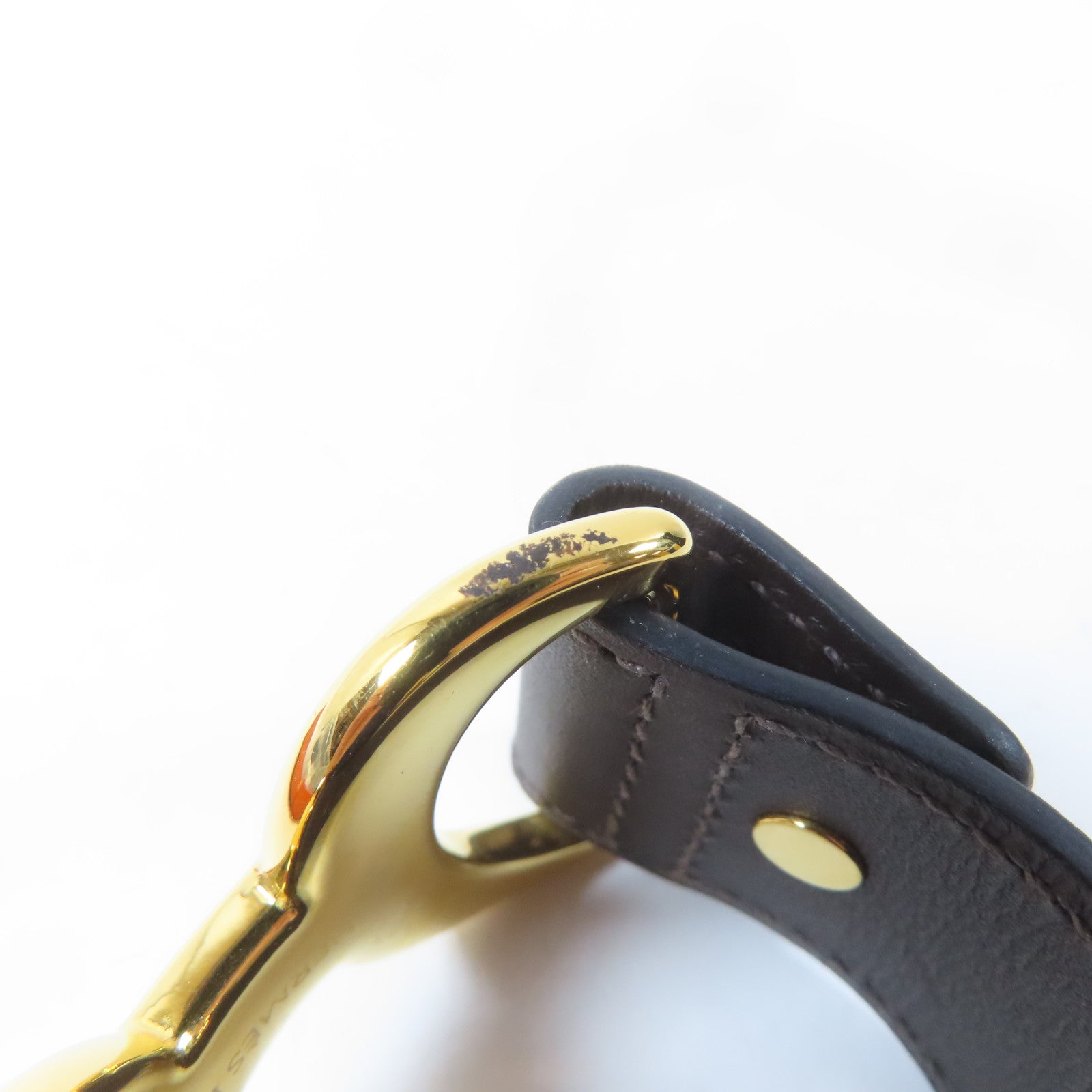 HERMES 【激減優惠】Swift皮革/金屬Pavane Bracelet金扣手鐲Chocolate/啡色Hermes#XS/#14.75cm