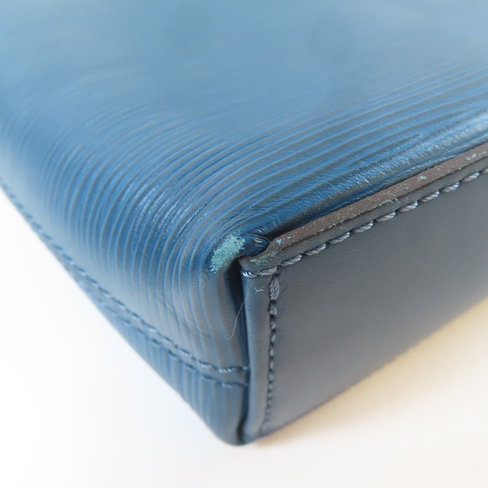 LOUIS VUITTON 【激減優惠】Epi Porte Documents Jour銀扣手挽肩背兩用袋藍色
