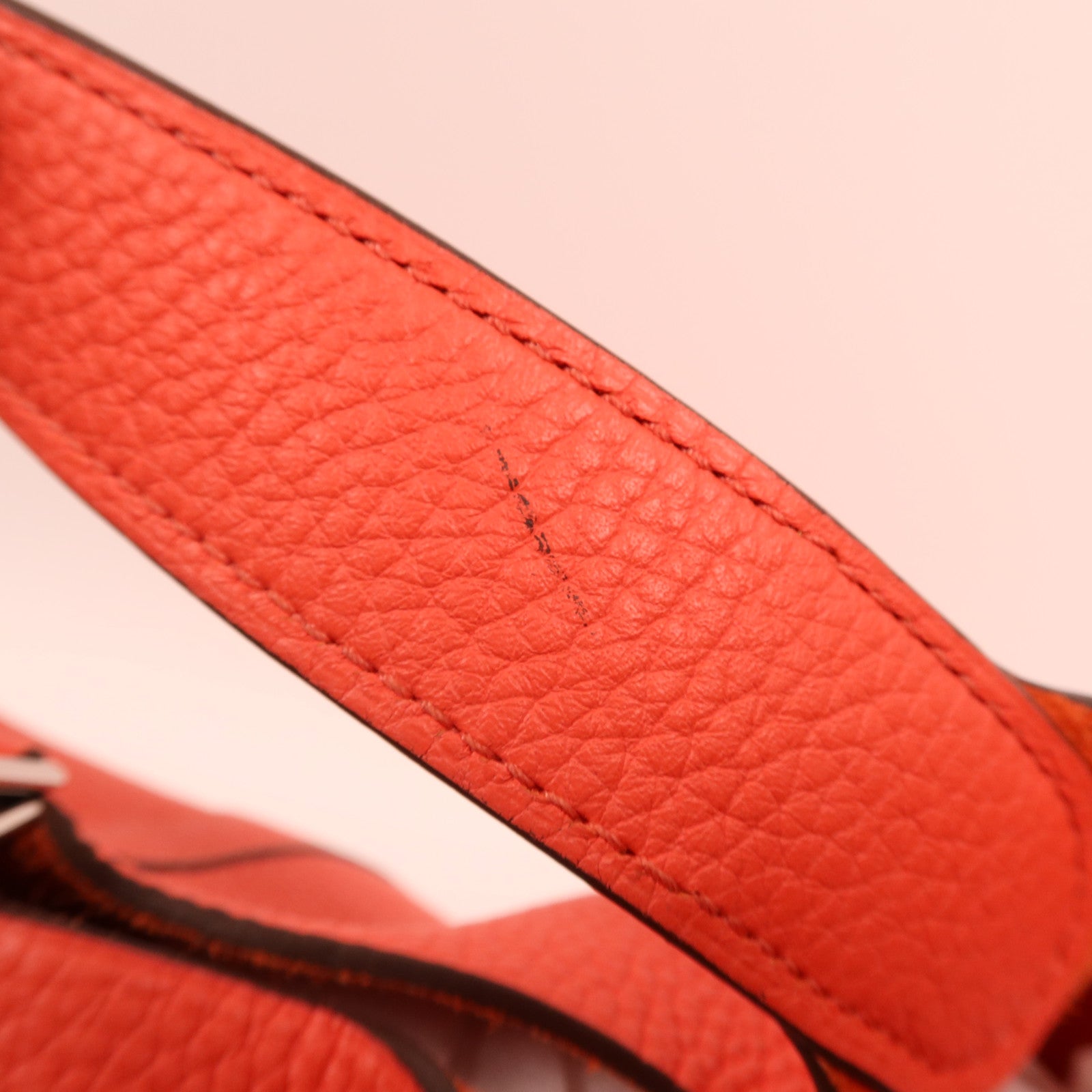 HERMES Clemence皮革Picotin MM銀扣手挽袋Orange Poppy