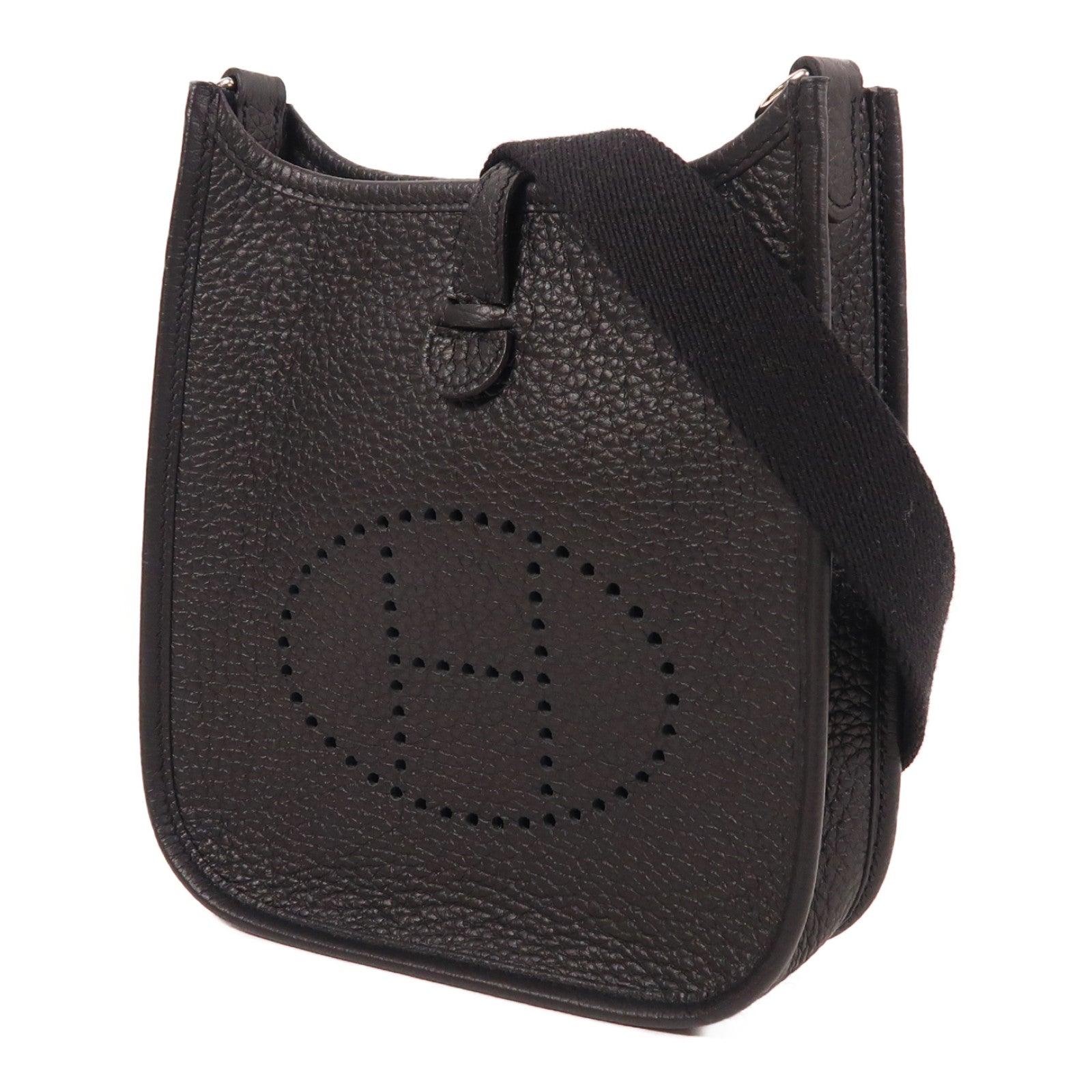 HERMES Clemence皮革Evelyne TPM銀扣肩背袋黑色