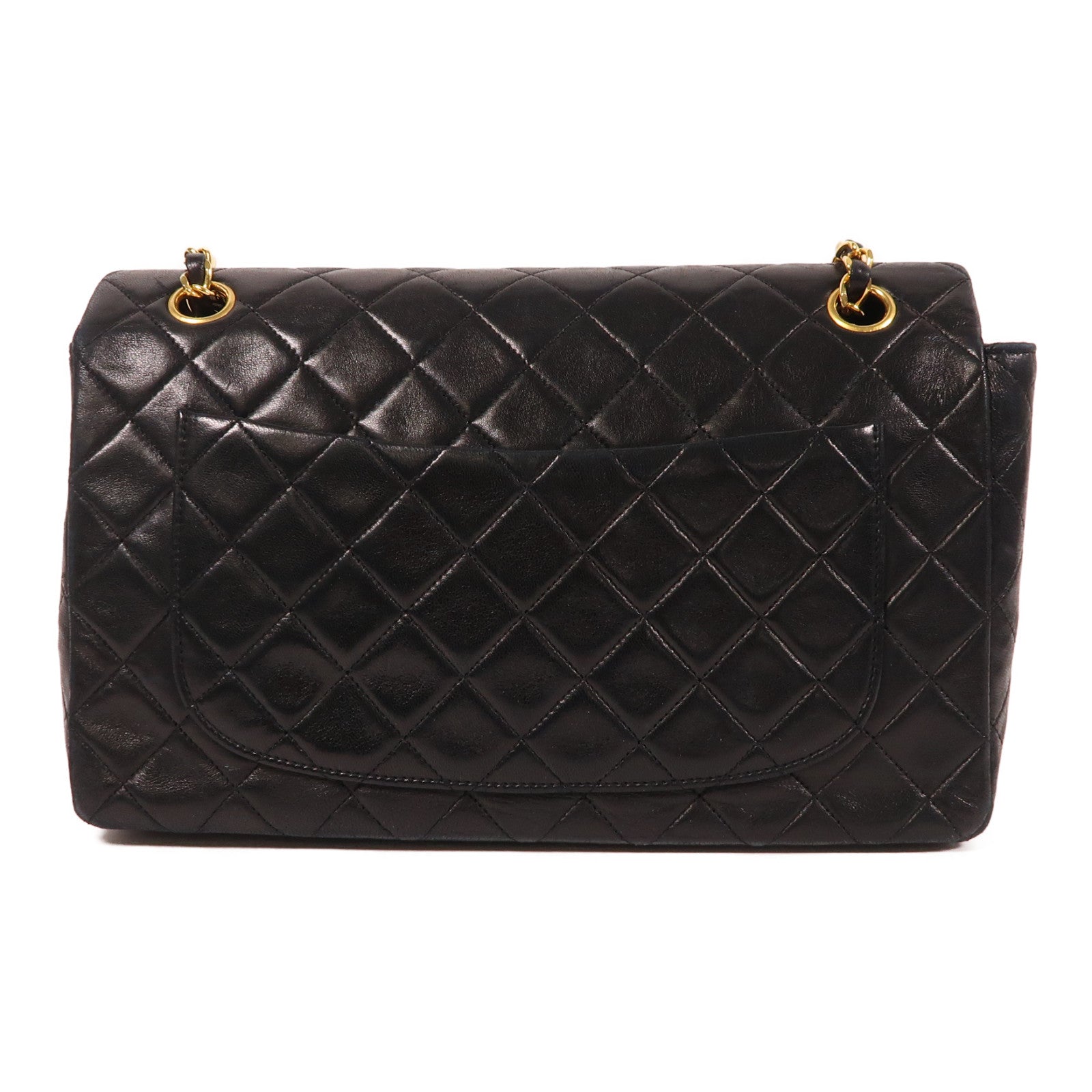 CHANEL 羊皮皮革Chain Shoulder金扣鏈帶肩背袋黑色