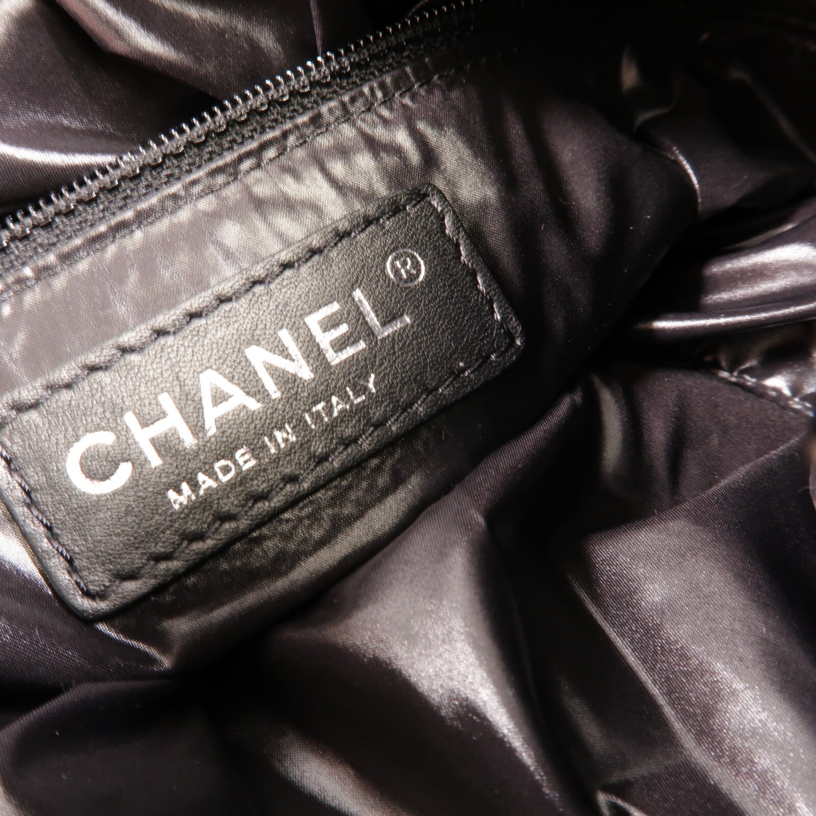 CHANEL 羊毛/牛皮皮革Drawstring Sling Bag鏈帶肩背袋