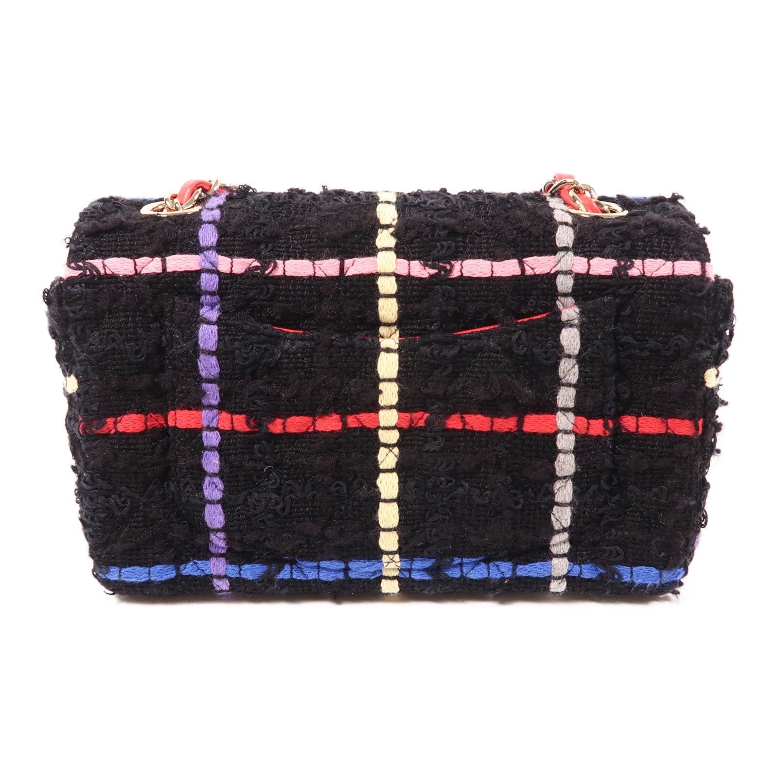 CHANEL 羊毛/粗花呢Mini Flap Bag金扣鏈帶肩背袋