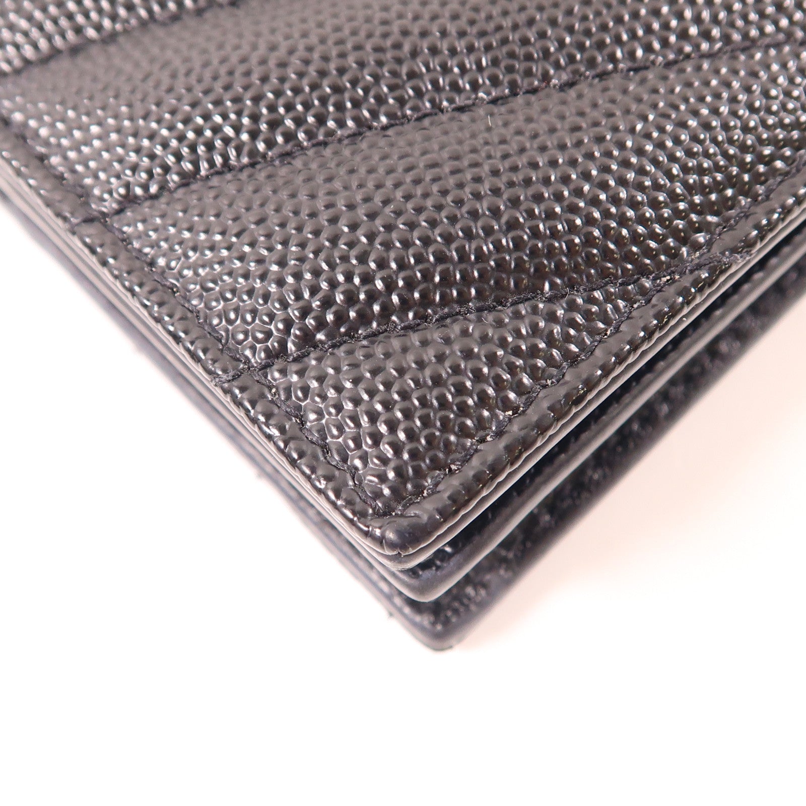SAINT LAURENT 牛皮皮革Wallet銀扣錢包黑色