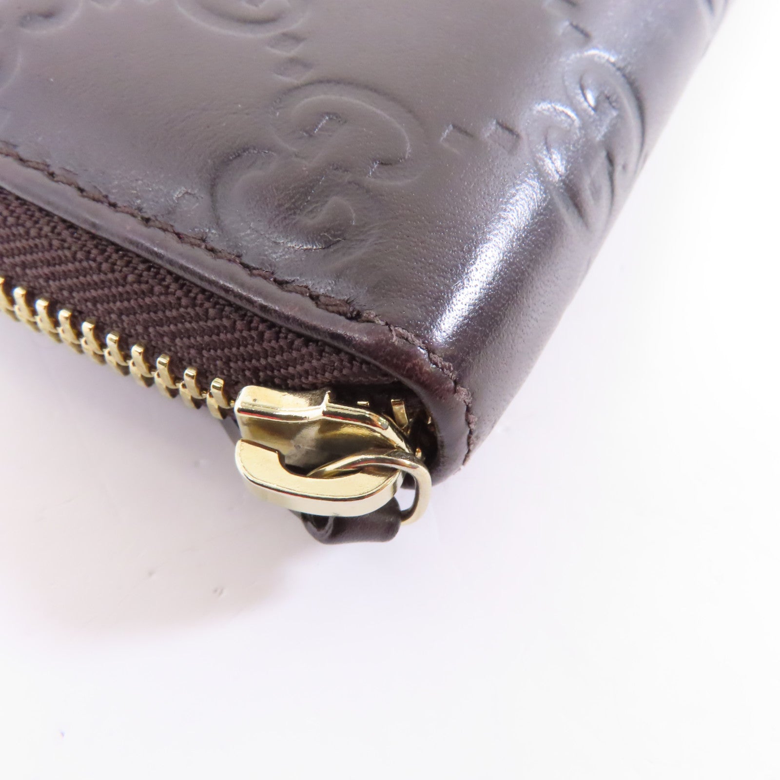 GUCCI 牛皮皮革Card/Coin Case金扣零錢包/卡片套啡色