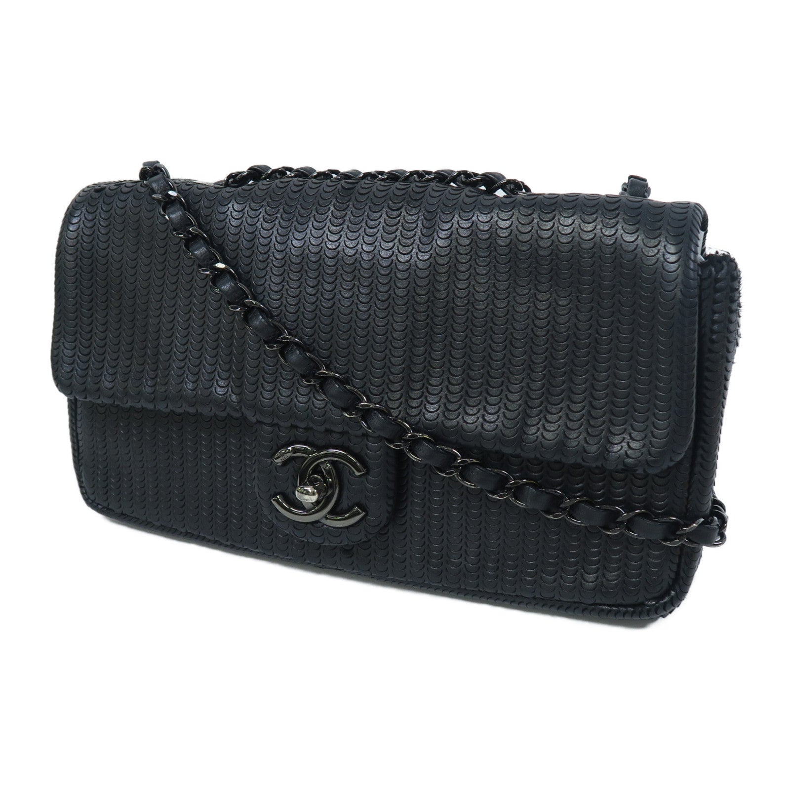 CHANEL 牛皮皮革Shoulder Bag鏈帶肩背袋黑色
