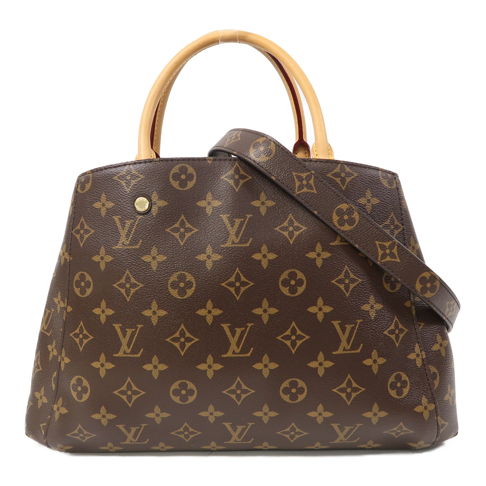 LOUIS VUITTON 【激減優惠】Monogram Montaigne MM金扣手挽肩背兩用袋啡色