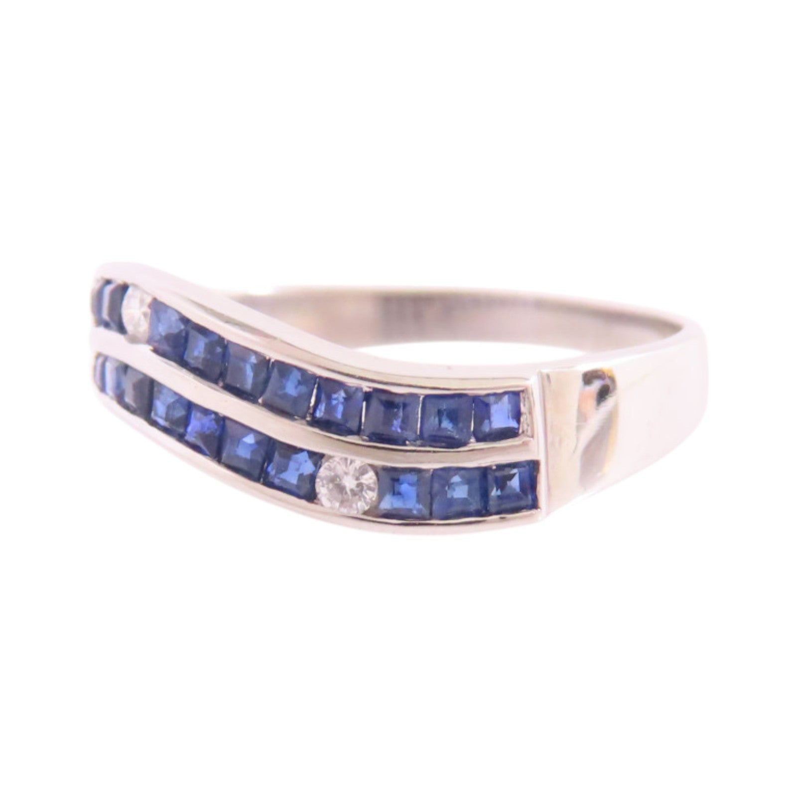JEWELRY 【激減優惠】PT900鉑金/藍寶石/鑽石Sapphire Diamond Ring戒指US#6.5