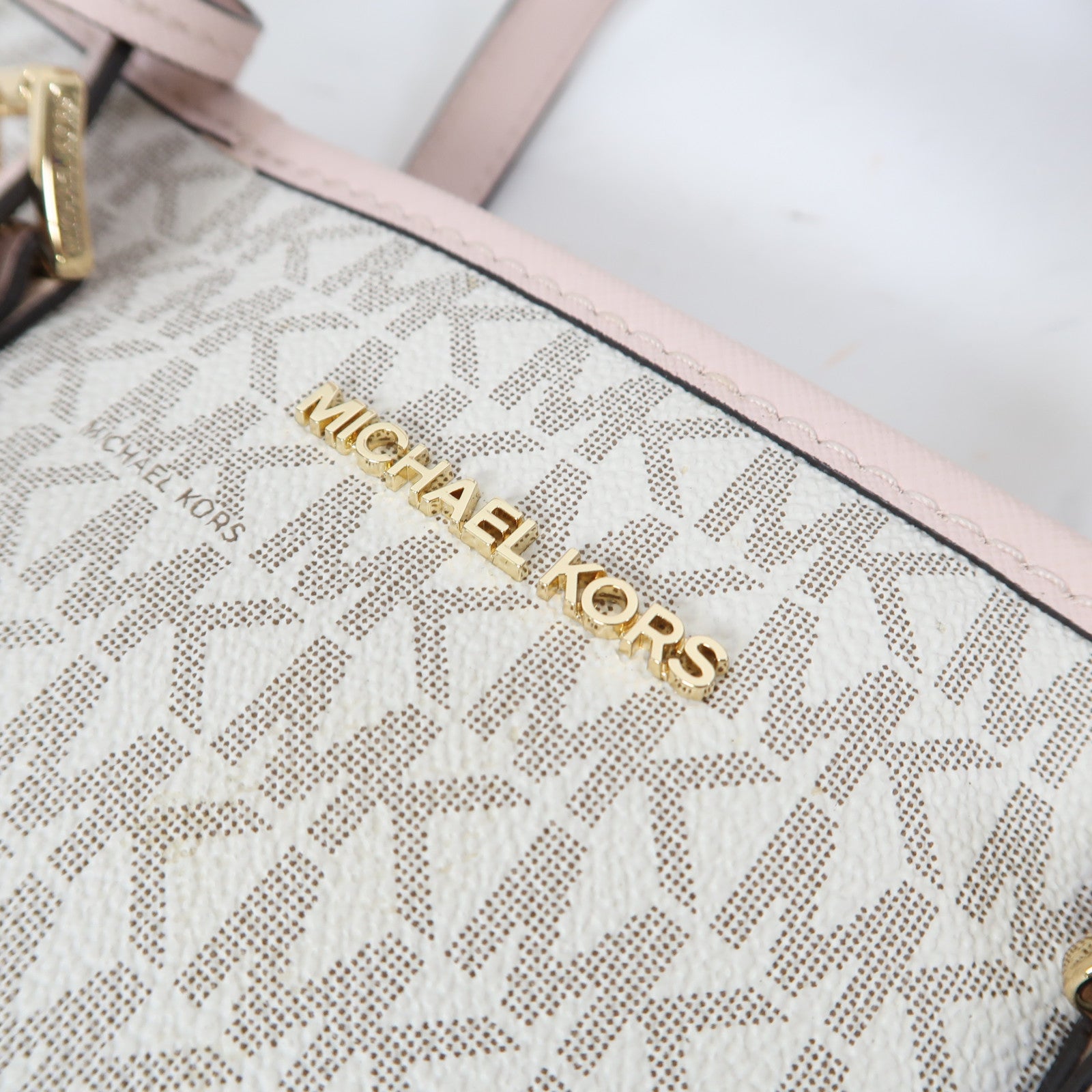 Michael Kors 牛皮皮革2 Way Shoulder金扣手挽肩背兩用袋粉紅色