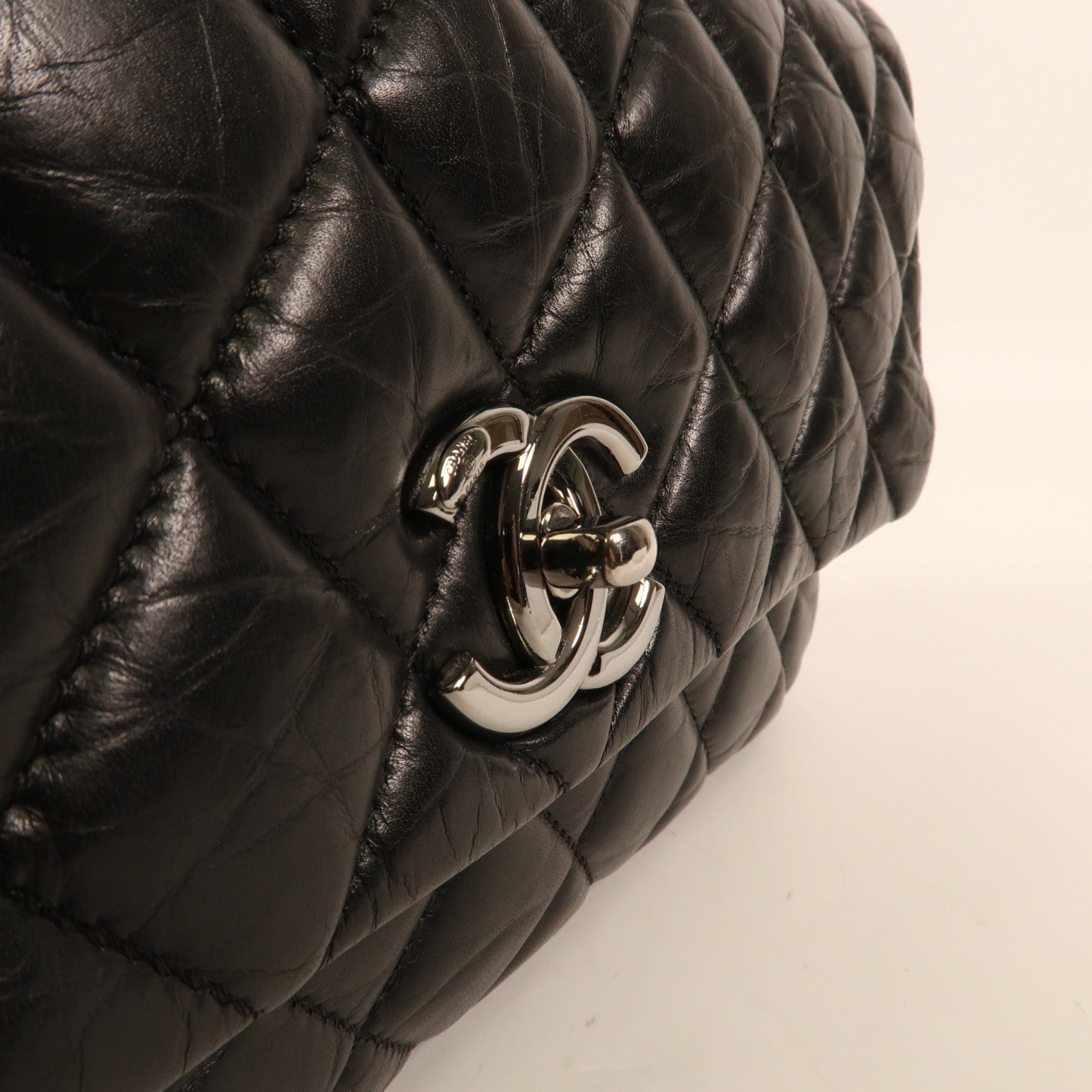 CHANEL 牛皮皮革Chain Shoulder銀扣鏈帶肩背袋