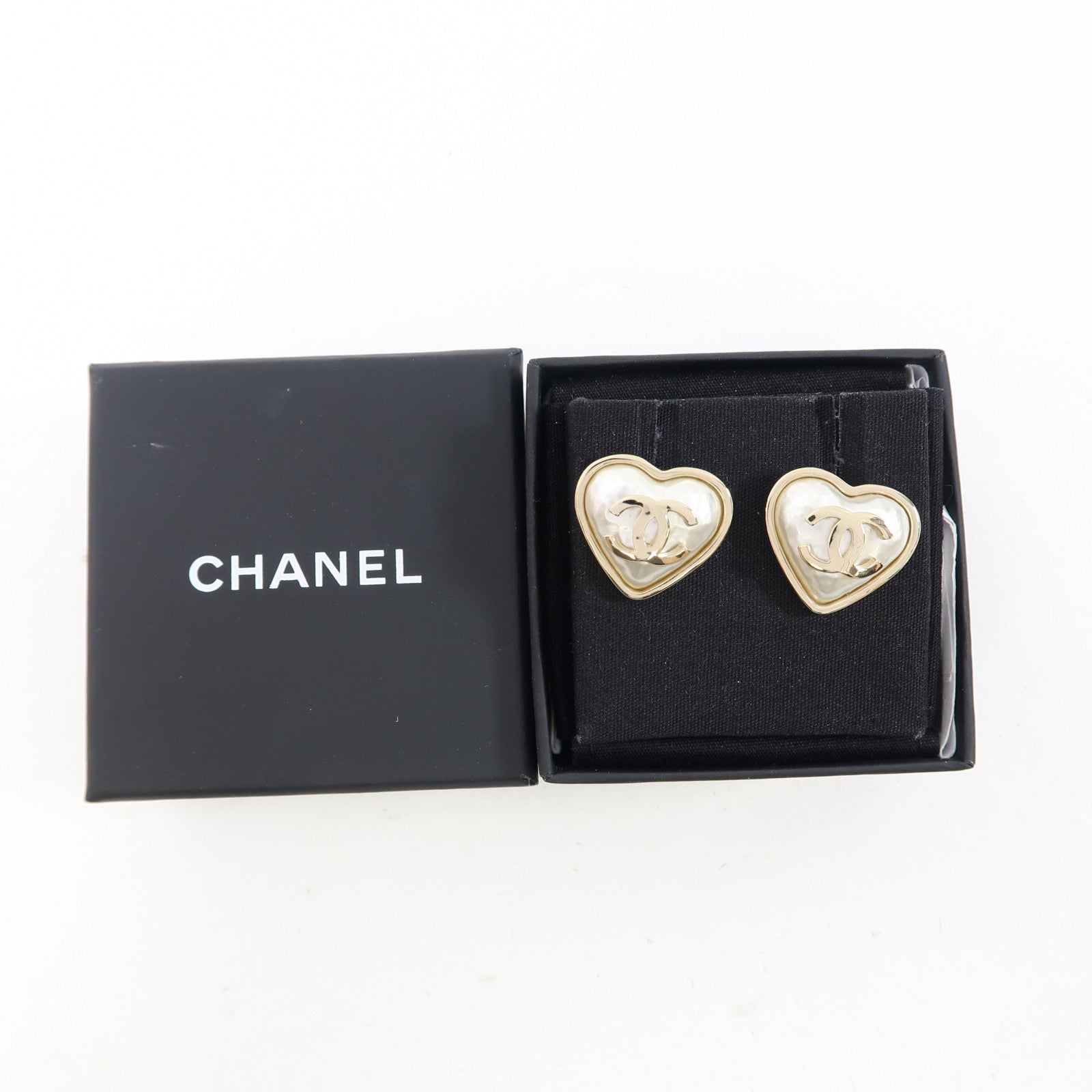 CHANEL 金屬/PVC Earrings耳環金色/白色