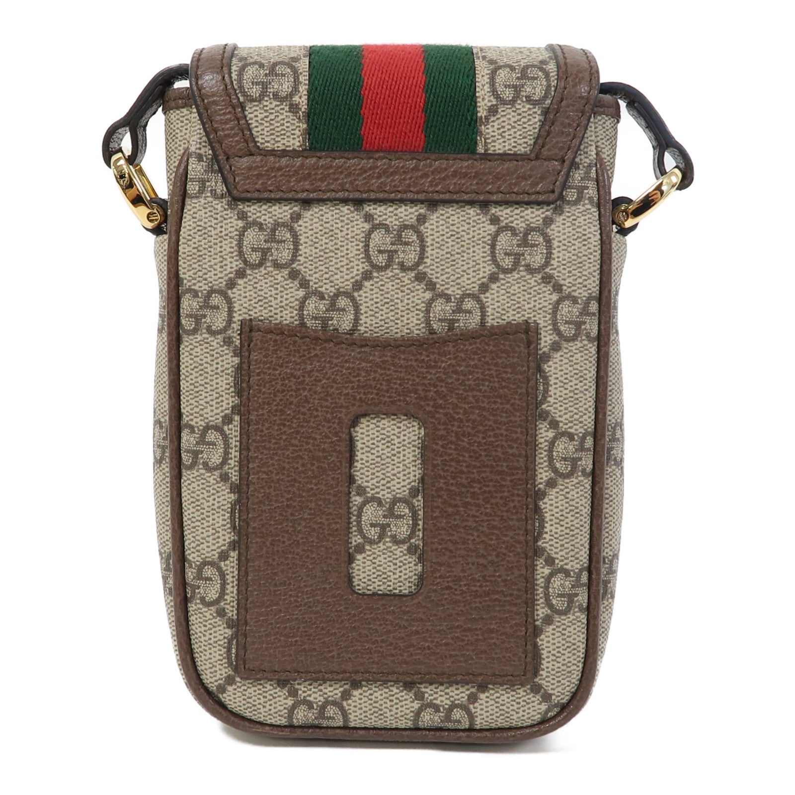 GUCCI 塗層帆布Ophidia Phone Bag金扣肩背袋啡色