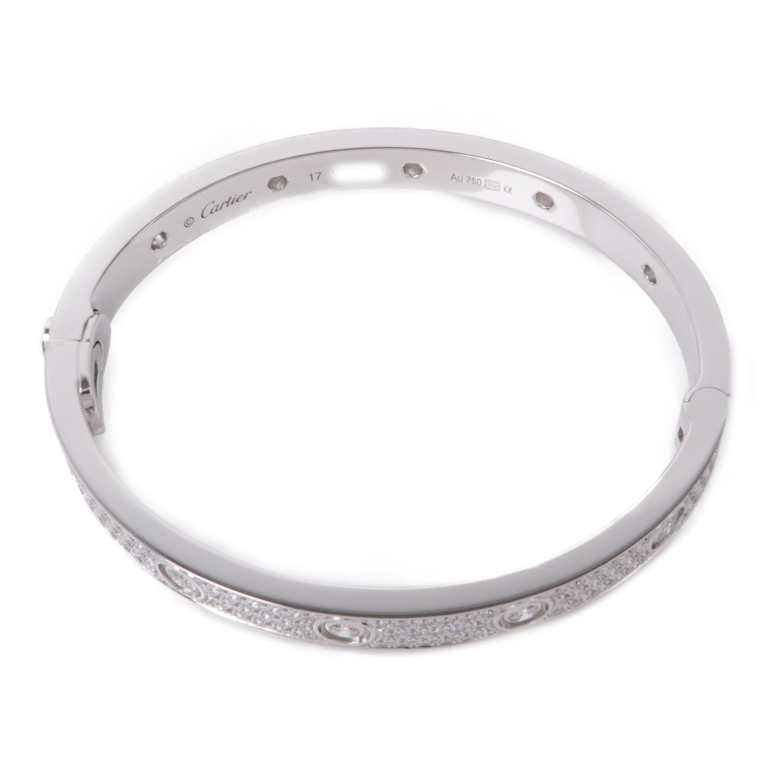CARTIER 18K白金Love Bracelet Diamond Paved鑽石手鐲Cartier#17