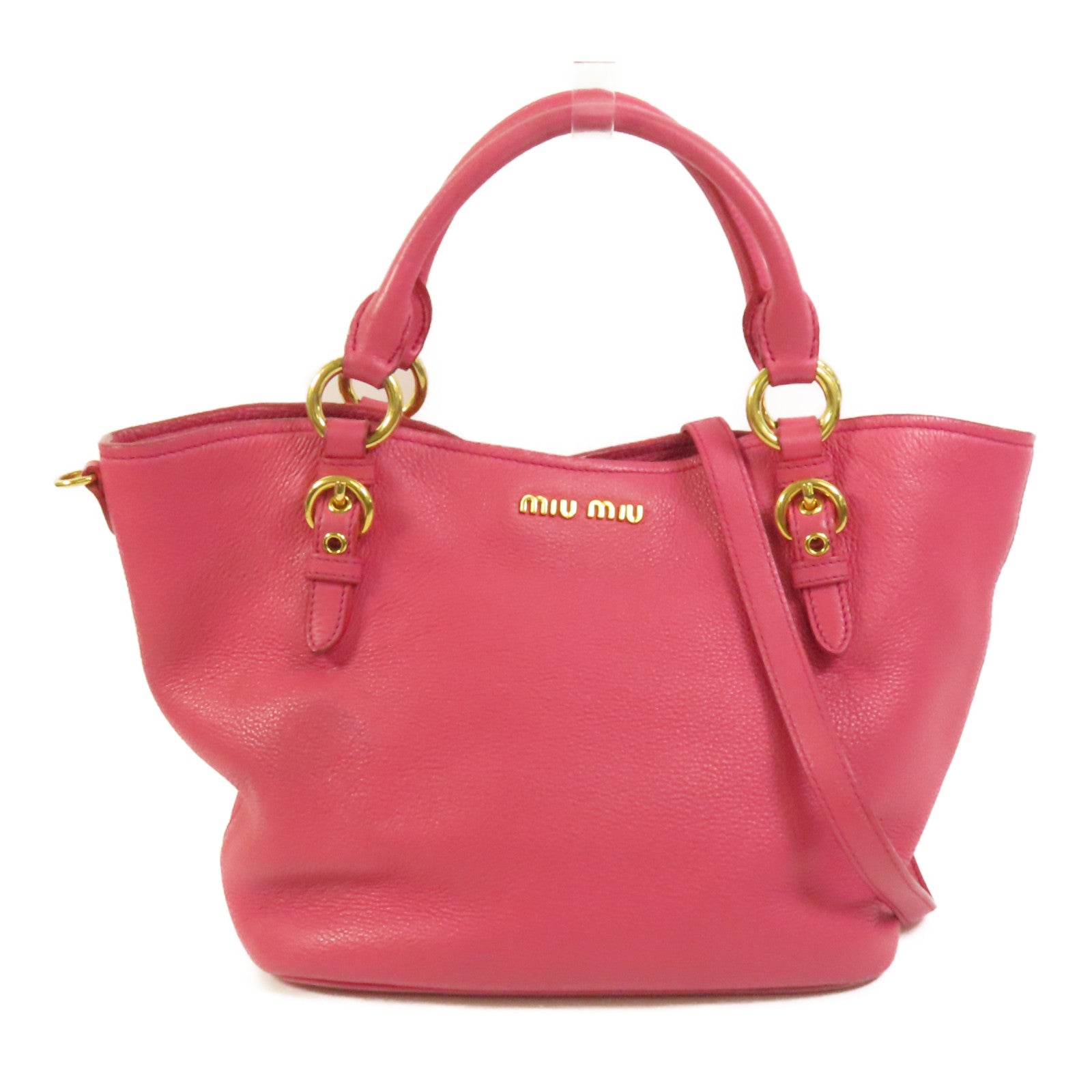 Miu Miu 牛皮皮革2 Way Shoulder金扣手挽肩背兩用袋