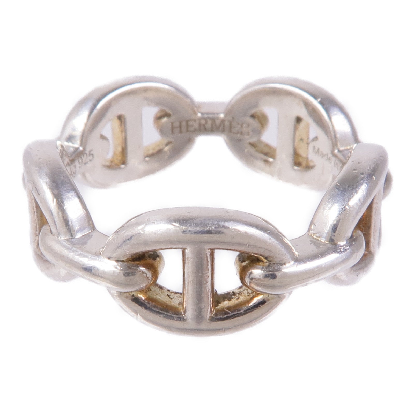 HERMES 925純銀Chaine d'ancre Enchainee Ring戒指Hermes#51/US#5.5