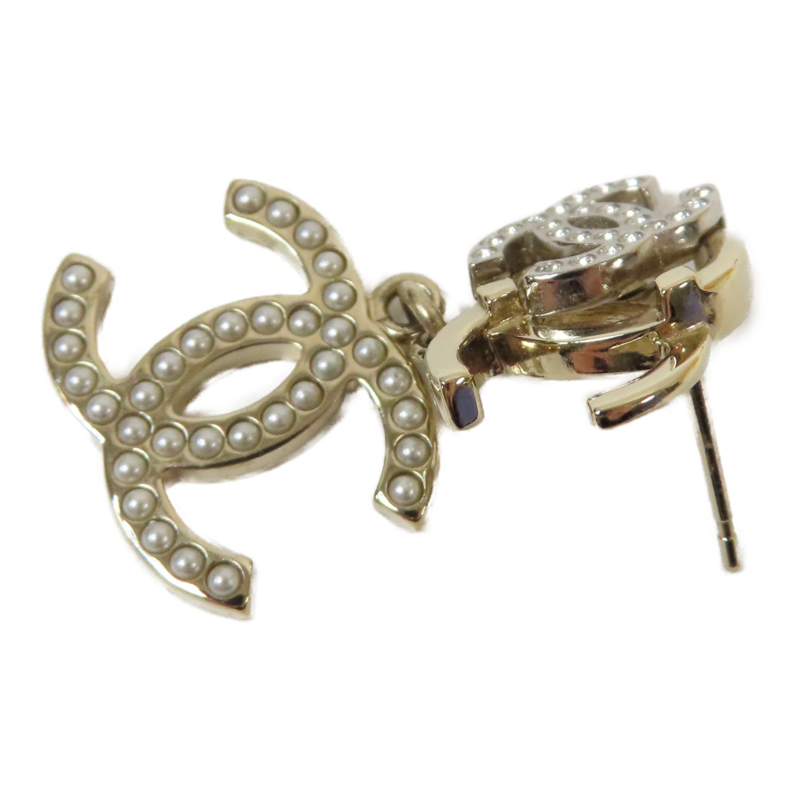 CHANEL PVC/金屬Earrings耳環金色/白色