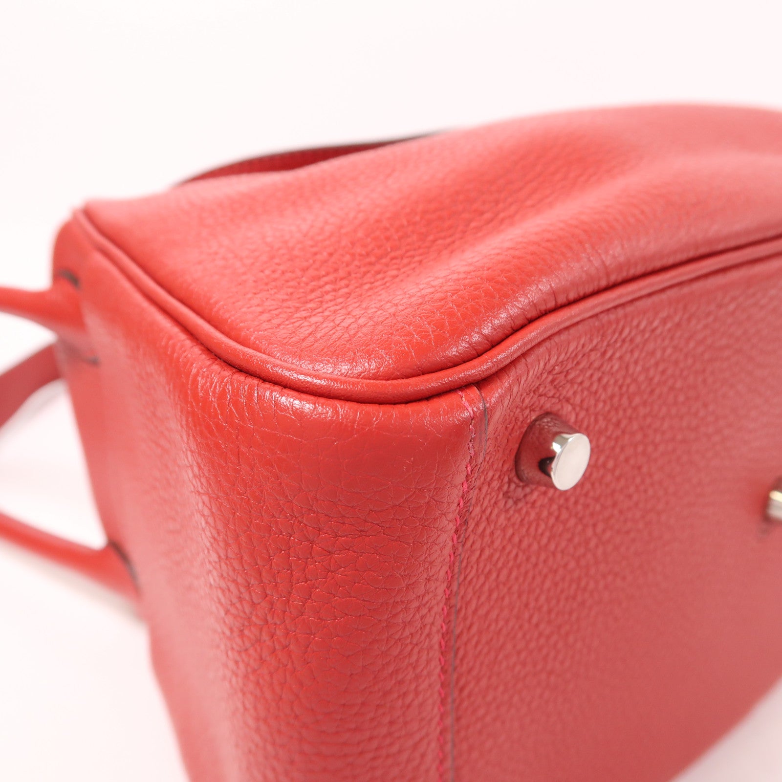 HERMES PHW Lindy 26 2 Way Shoulder Bag Clemence Leather S5 Rouge Tomate