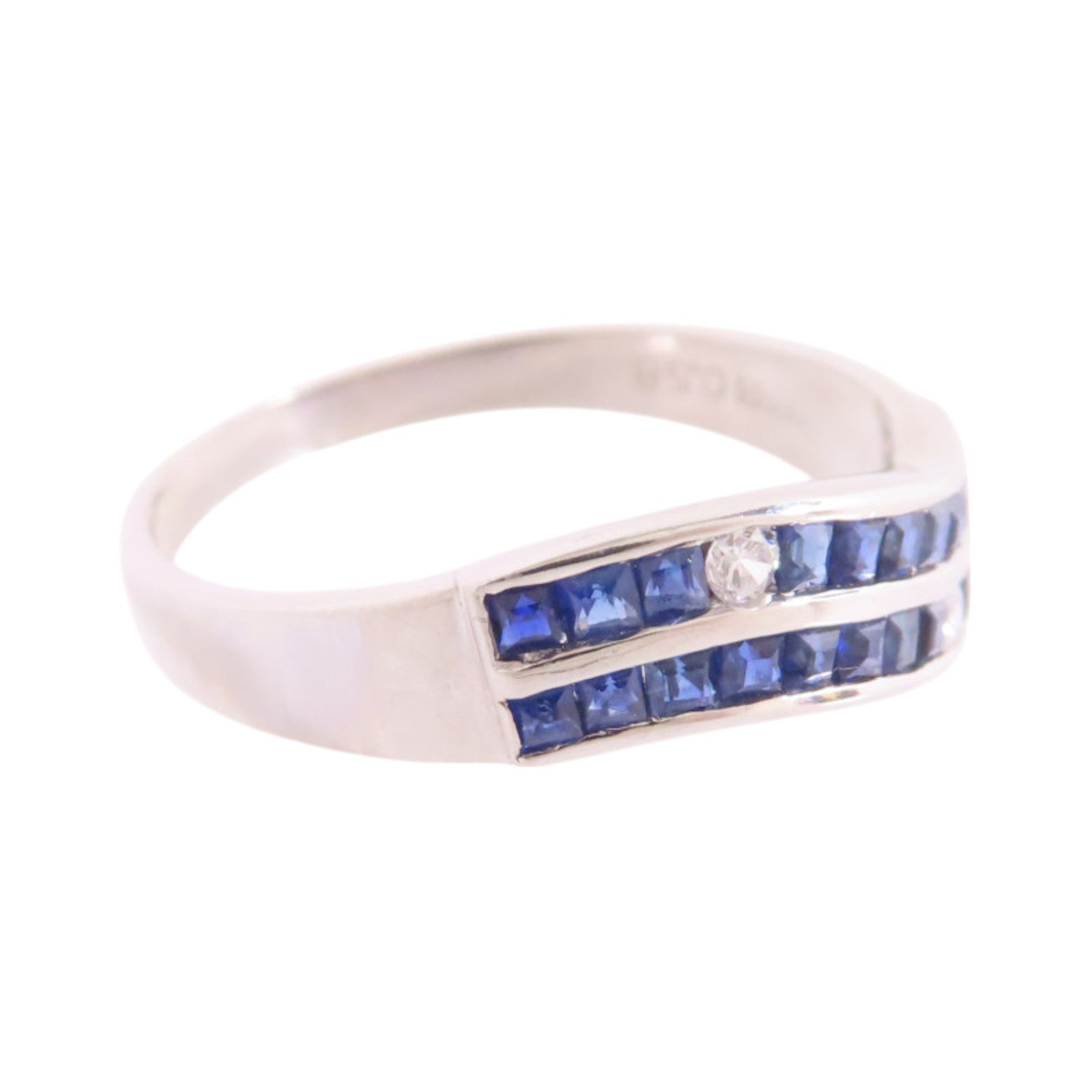 JEWELRY 【激減優惠】PT900鉑金/藍寶石/鑽石Sapphire Diamond Ring戒指US#6.5
