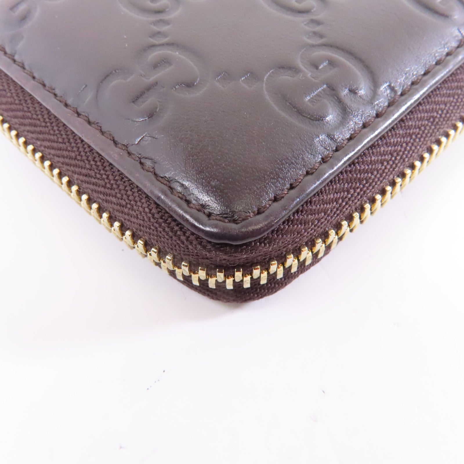 GUCCI 牛皮皮革Card/Coin Case金扣零錢包/卡片套啡色