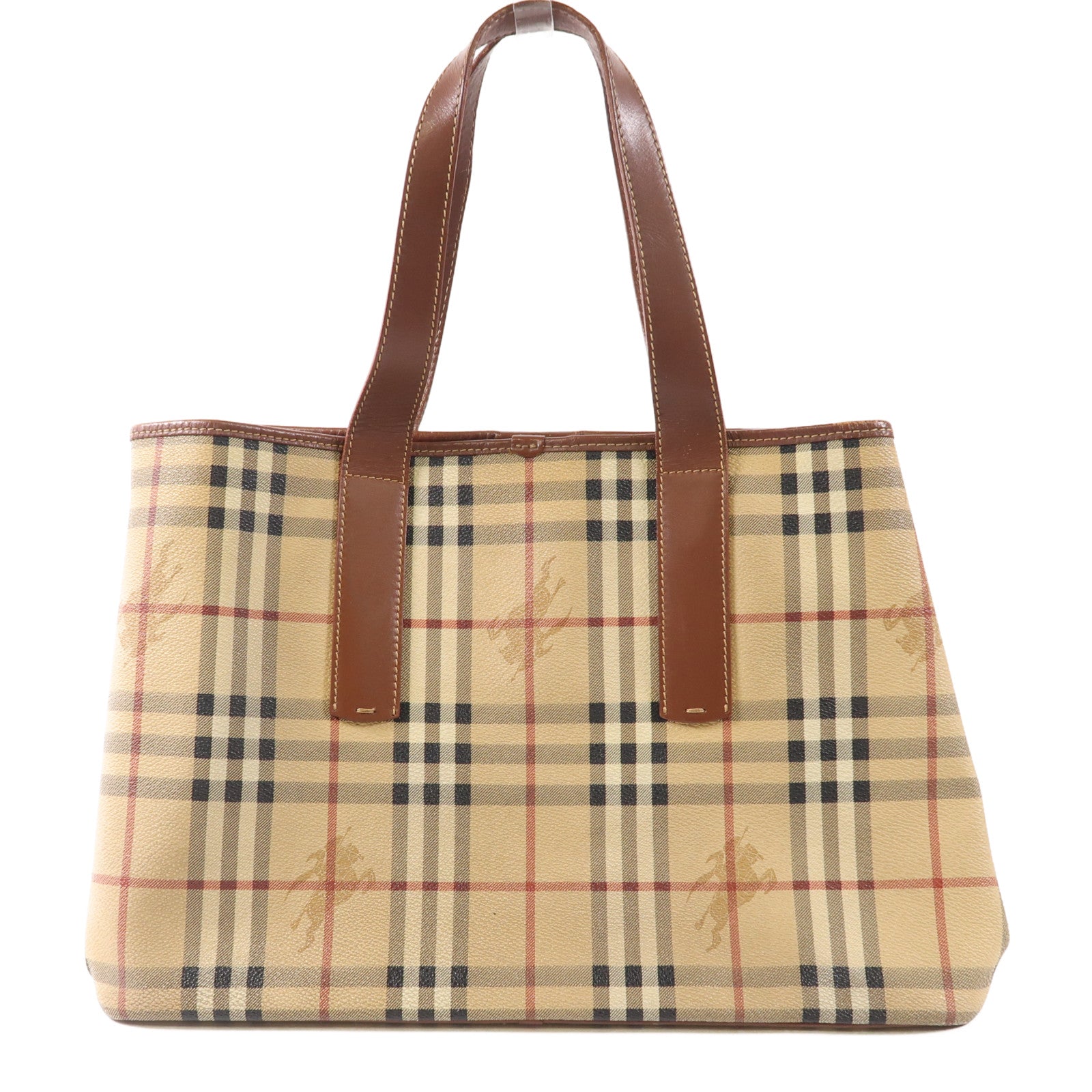 BURBERRY 塗層帆布/牛皮皮革Tote Bag銀扣手挽袋