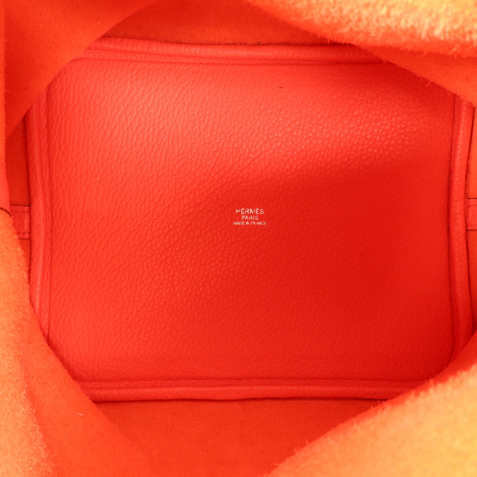 HERMES Clemence皮革Picotin MM銀扣手挽袋Orange Poppy