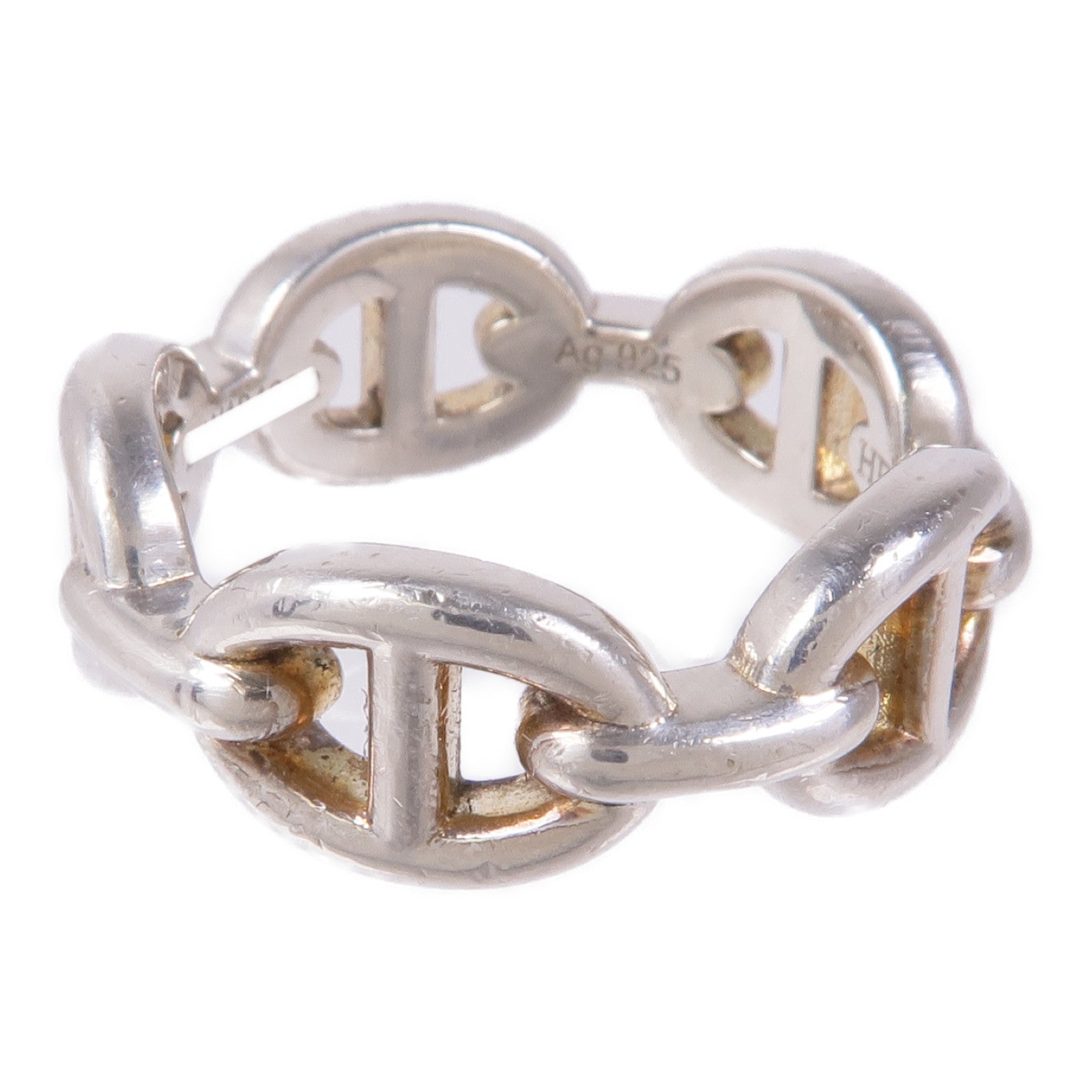 HERMES 925純銀Chaine d'ancre Enchainee Ring戒指Hermes#51/US#5.5