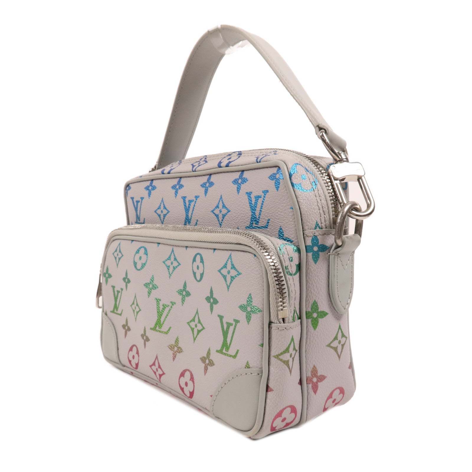 LOUIS VUITTON Monogram Iridescent Nile NM Bag Messenger銀扣手挽肩背兩用袋