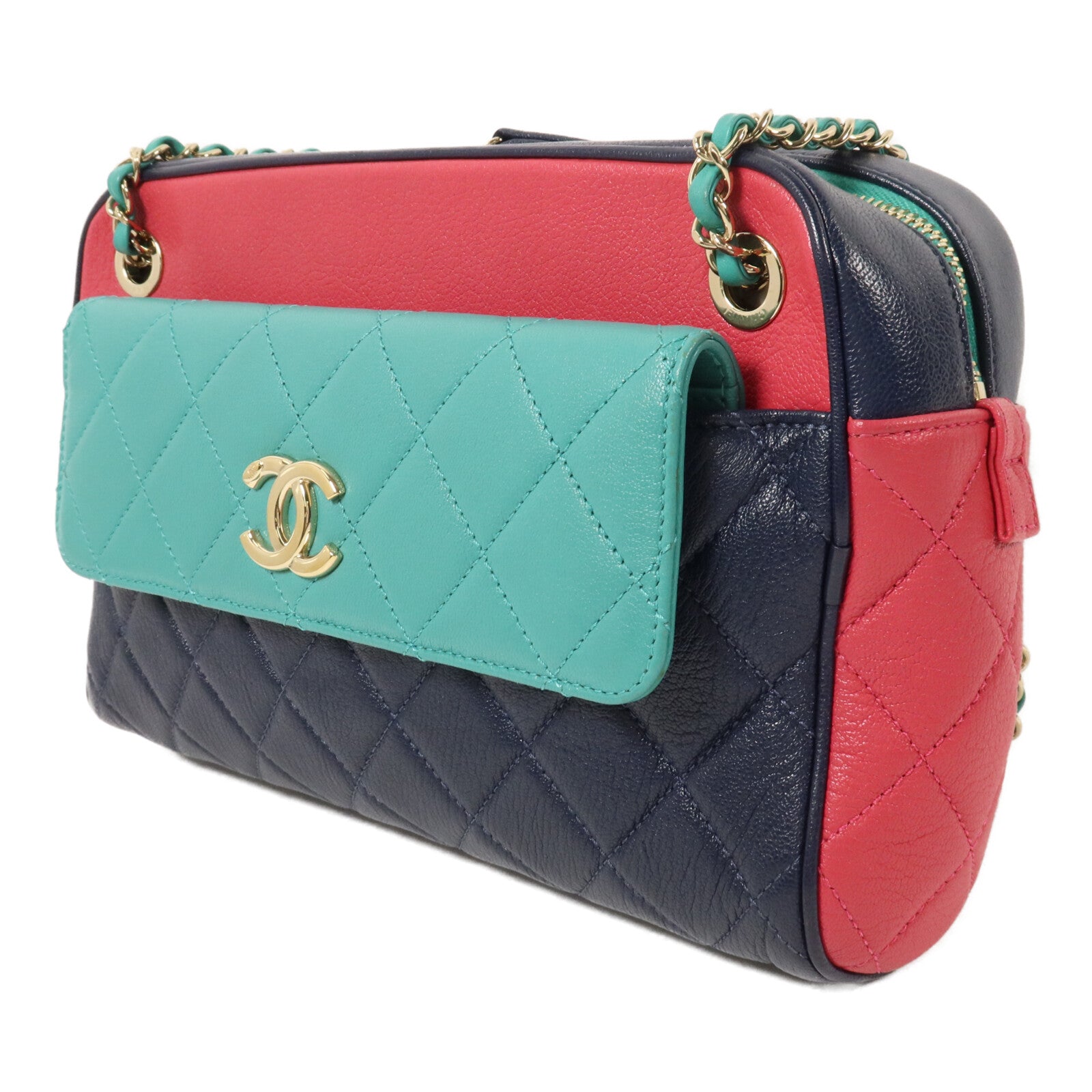 CHANEL 羊皮皮革In And Out Camera Case鏈帶肩背袋