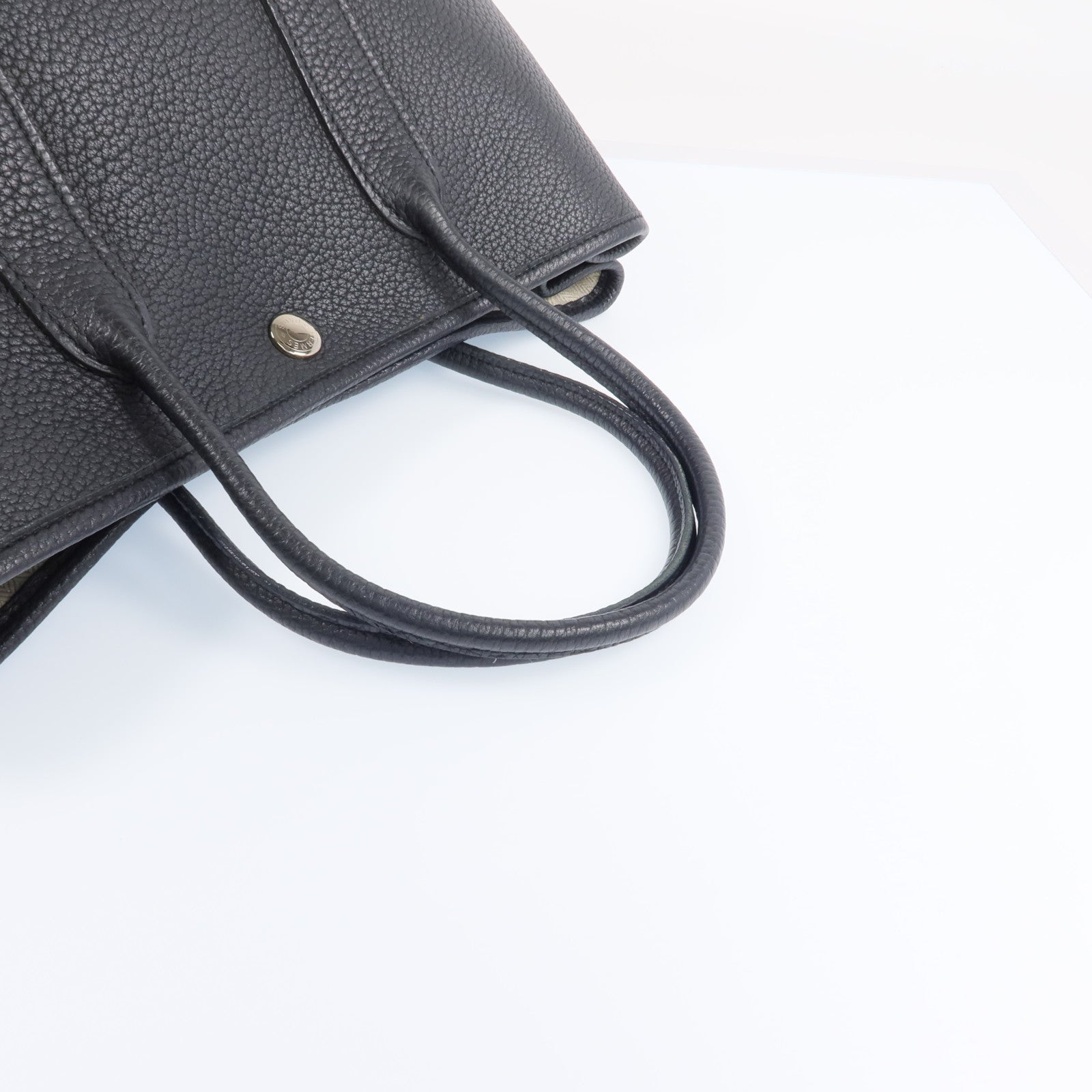 HERMES Negonda皮革Garden Party TPM銀扣手挽袋Noir