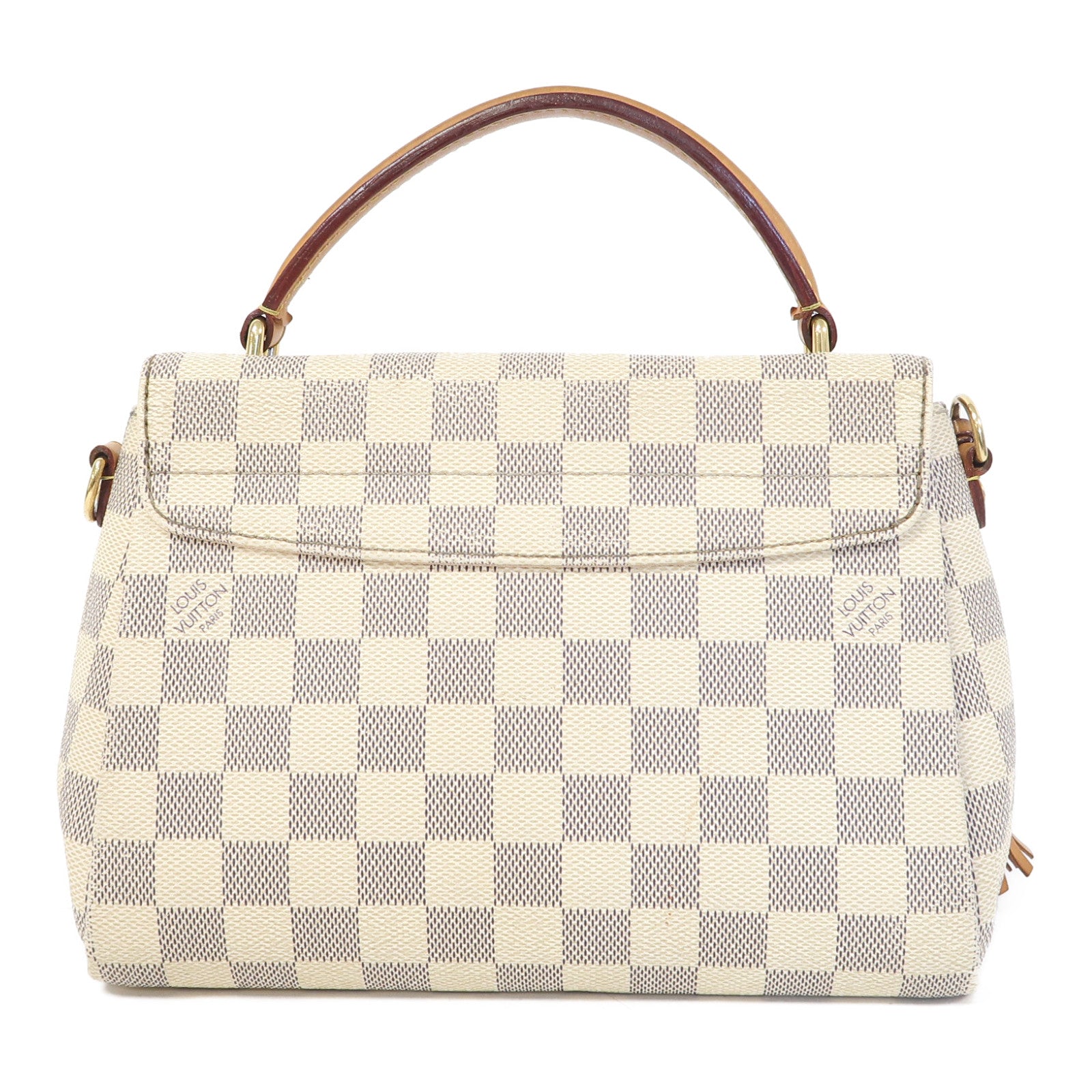 LOUIS VUITTON Damier Azur Croisette金扣手挽肩背兩用袋白色