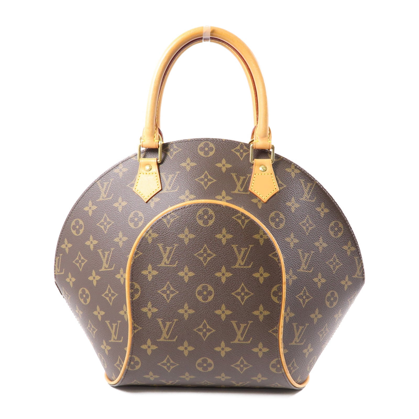 LOUIS VUITTON Monogram Ellipse MM金扣手挽袋棕色