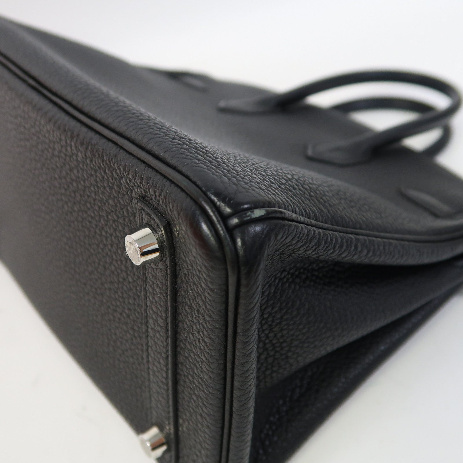 HERMES Togo皮革Birkin 25銀扣手挽袋Noir/黑色
