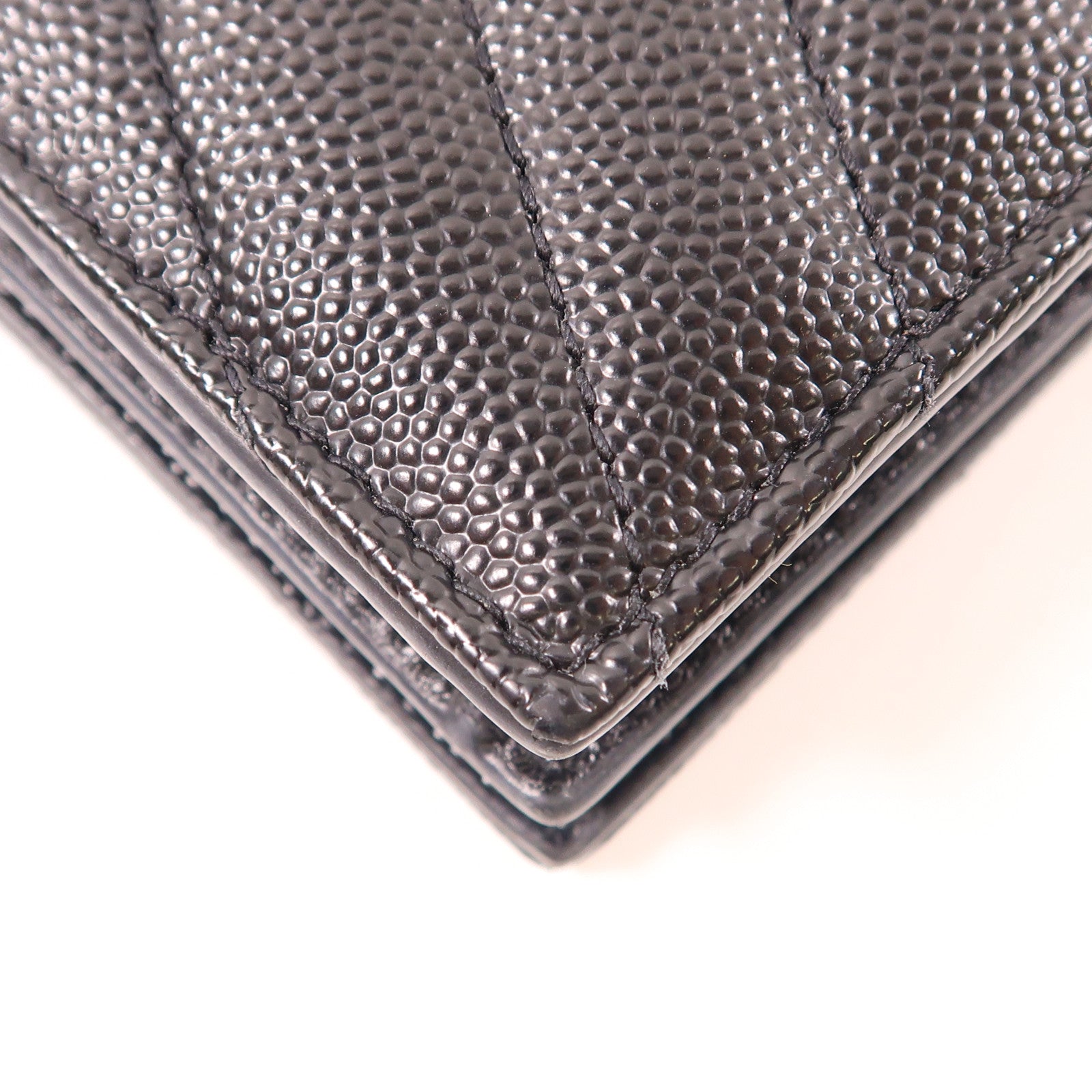 SAINT LAURENT 牛皮皮革Wallet銀扣錢包黑色