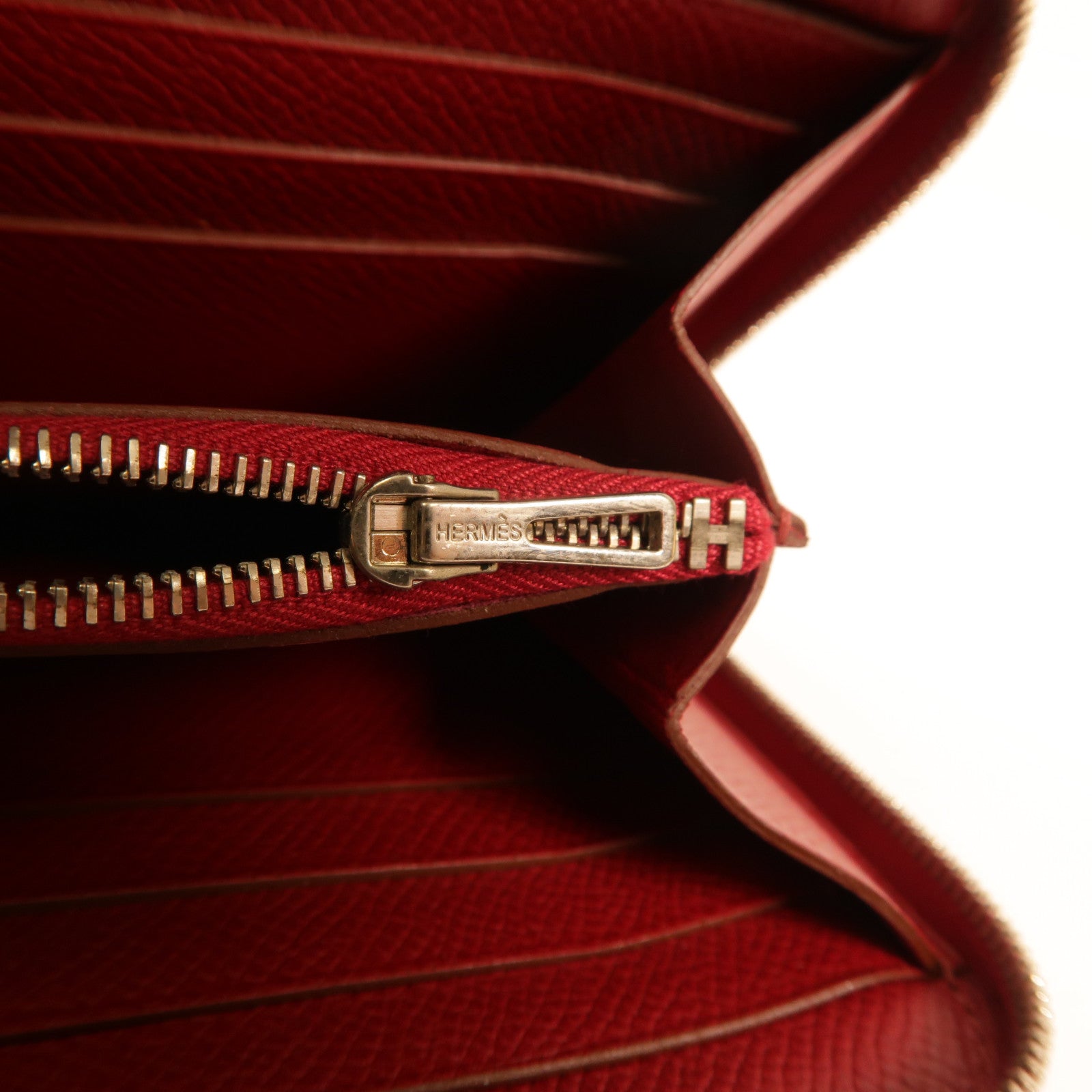 HERMES 【激減優惠】Epsom皮革Azap Long Wallet銀扣長錢包Rouge Grenade