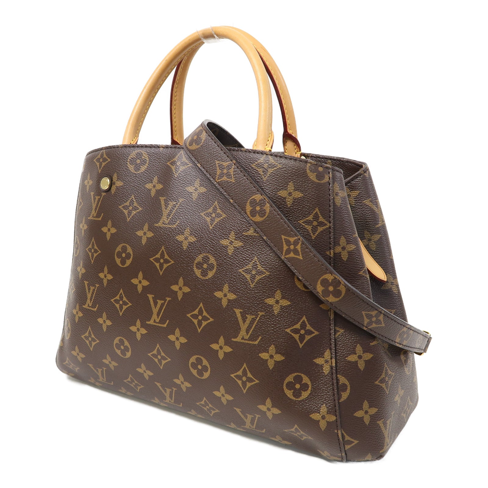 LOUIS VUITTON 【激減優惠】Monogram Montaigne MM金扣手挽肩背兩用袋啡色