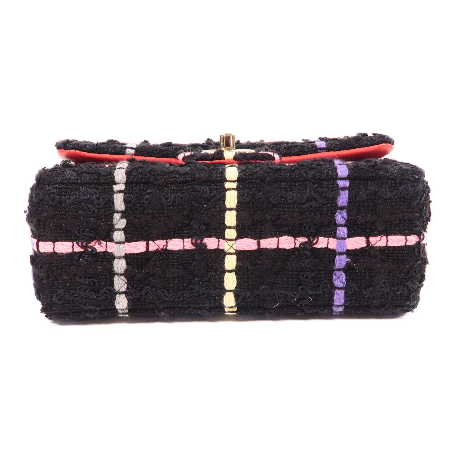 CHANEL 羊毛/粗花呢Mini Flap Bag金扣鏈帶肩背袋