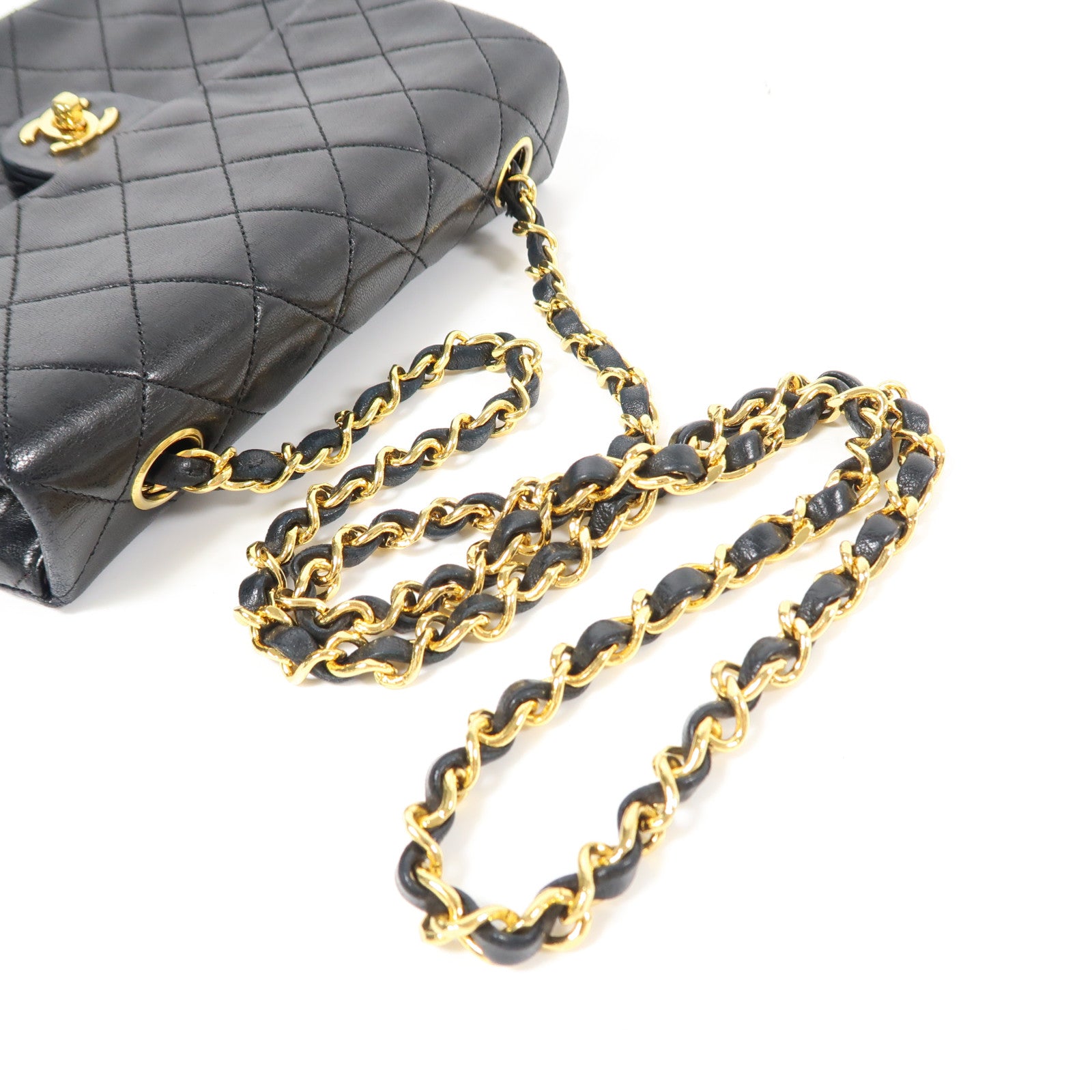 CHANEL 羊皮皮革Chain Shoulder金扣鏈帶肩背袋