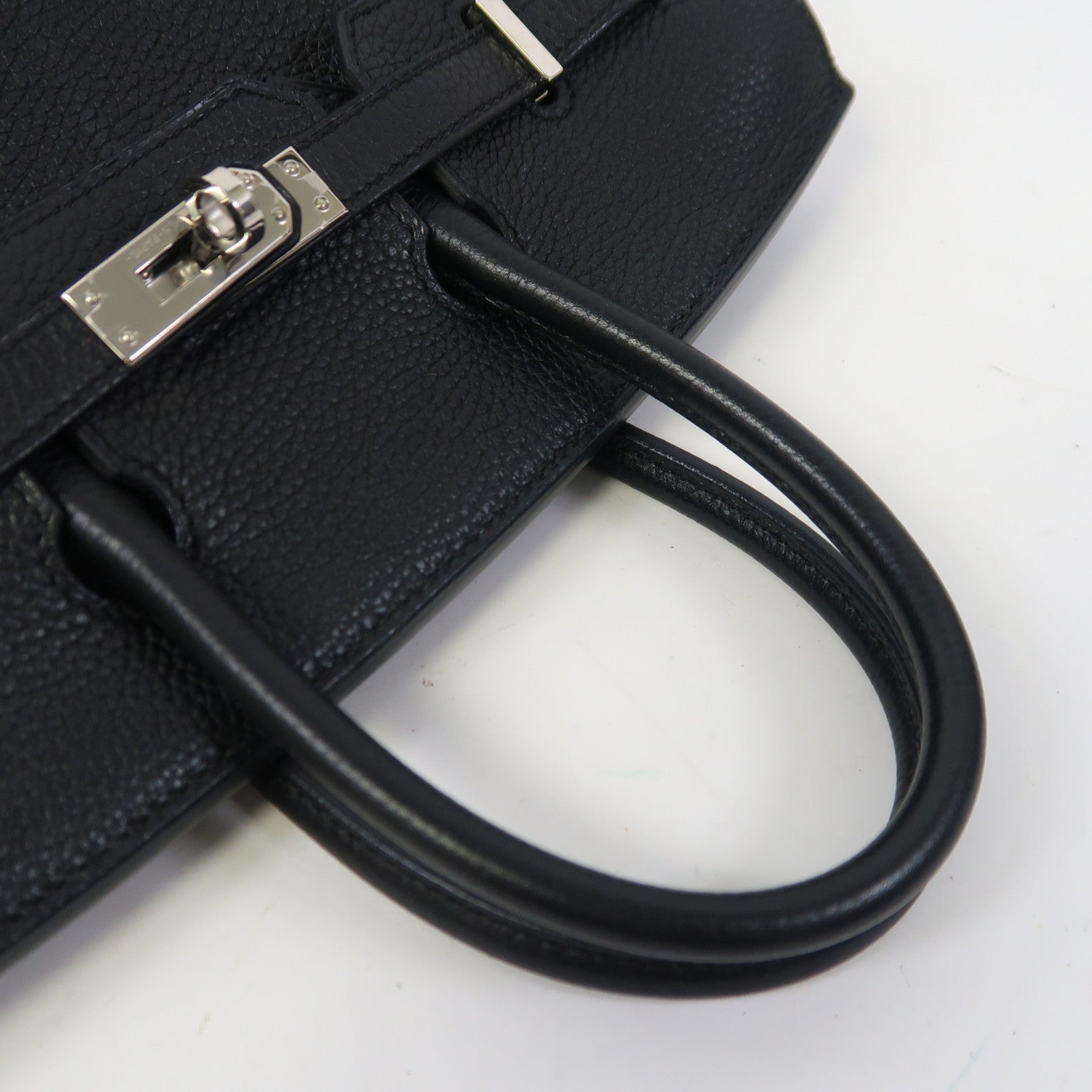 HERMES Togo皮革Birkin 25銀扣手挽袋Noir/黑色