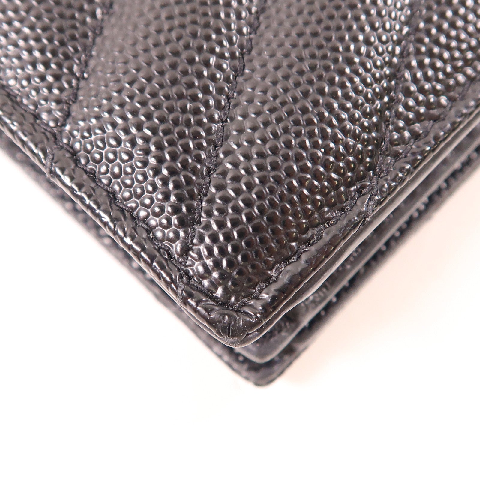 SAINT LAURENT 牛皮皮革Wallet銀扣錢包黑色