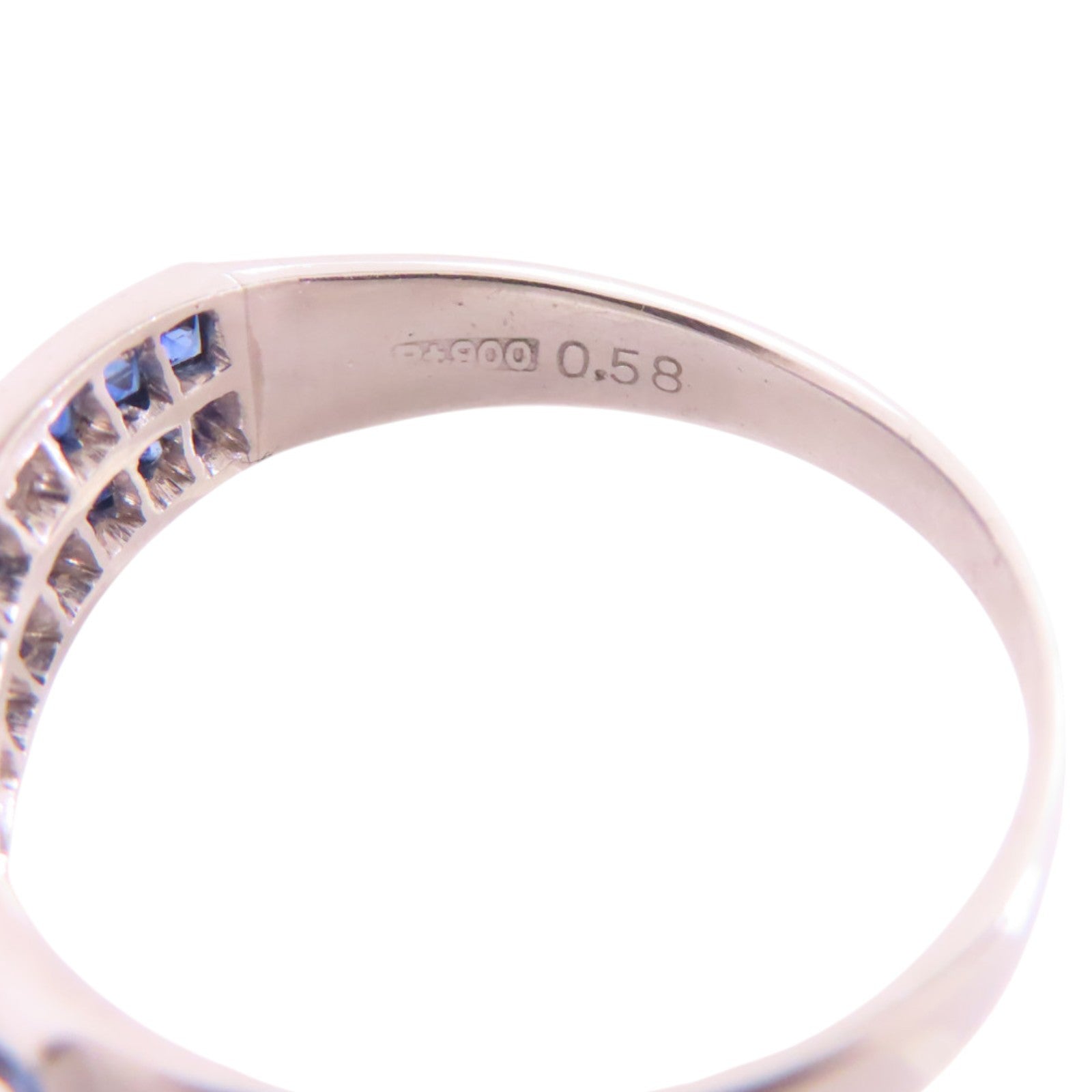 JEWELRY 【激減優惠】PT900鉑金/藍寶石/鑽石Sapphire Diamond Ring戒指US#6.5