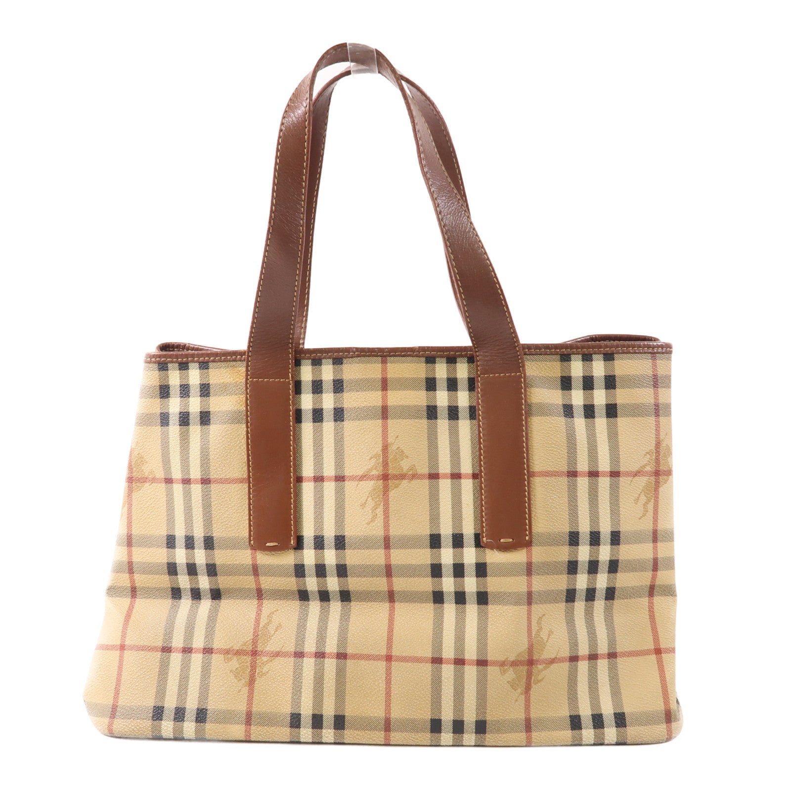 BURBERRY 塗層帆布/牛皮皮革Tote Bag銀扣手挽袋