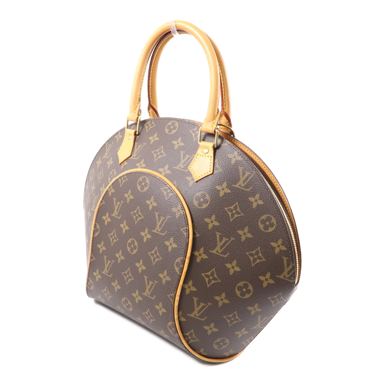 LOUIS VUITTON Monogram Ellipse MM金扣手挽袋棕色