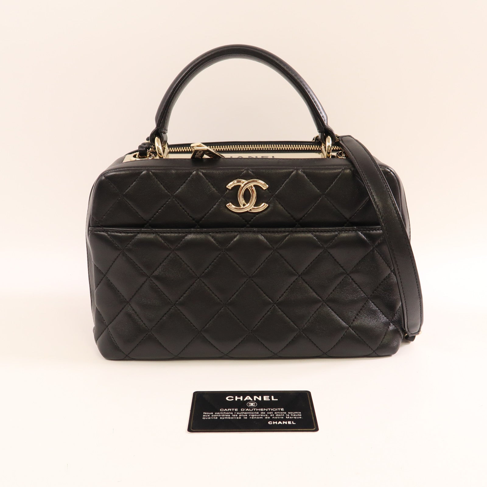 CHANEL 羊皮皮革Chain Shoulder金扣手挽肩背兩用袋