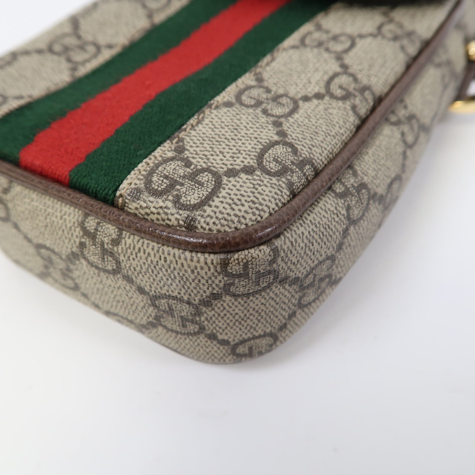 GUCCI 塗層帆布Ophidia Phone Bag金扣肩背袋啡色