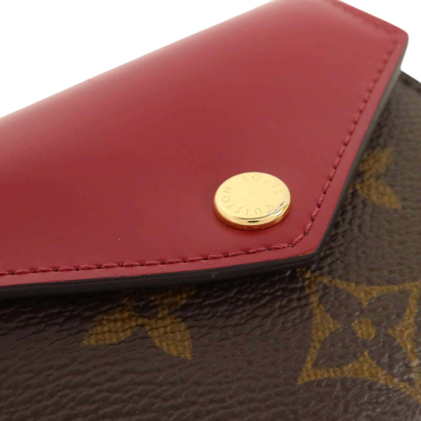 LOUIS VUITTON Monogram/牛皮皮革Zoe Wallet金扣錢包